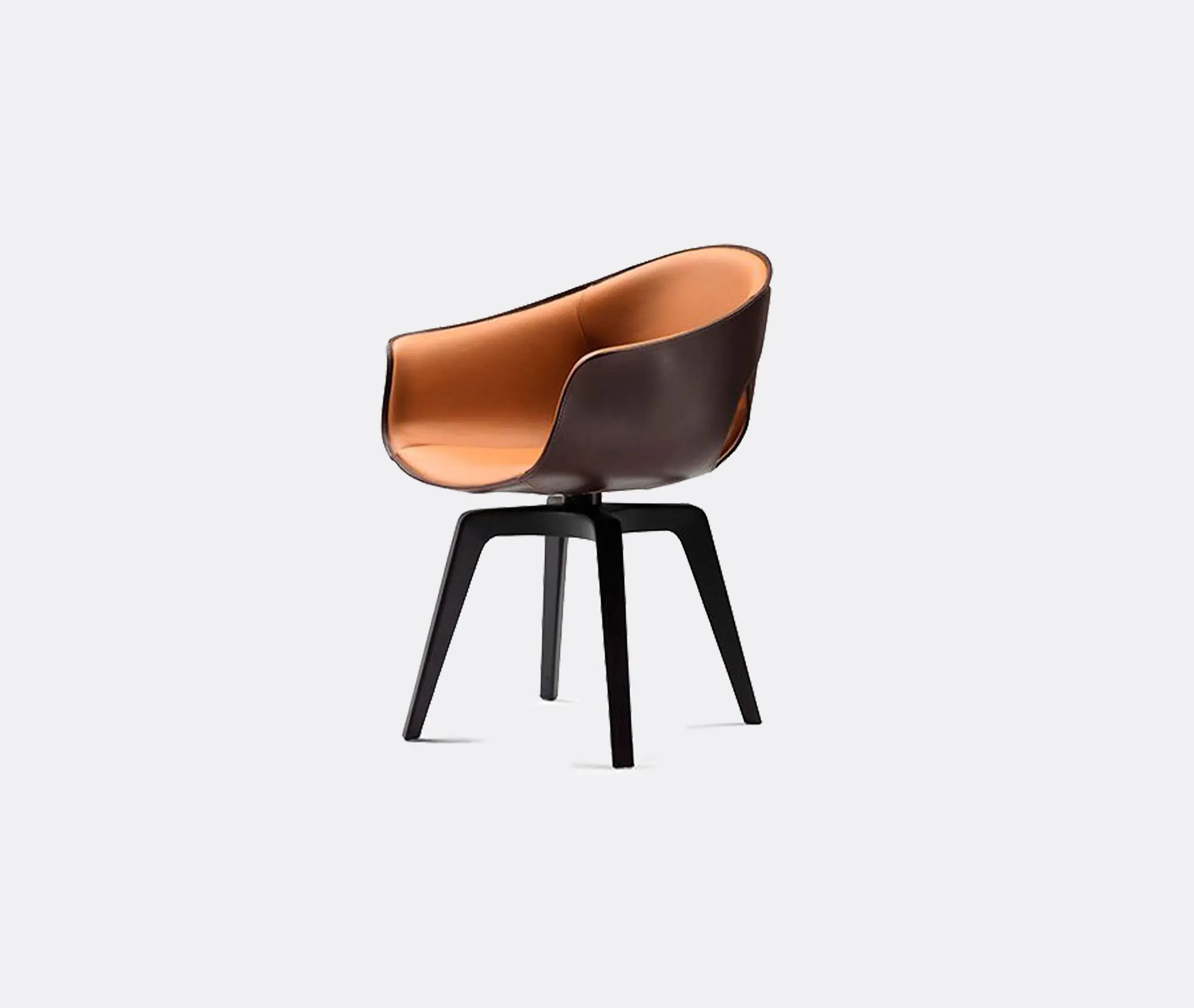 Swivel Armchair with 360° Rotation - Brown, Leather