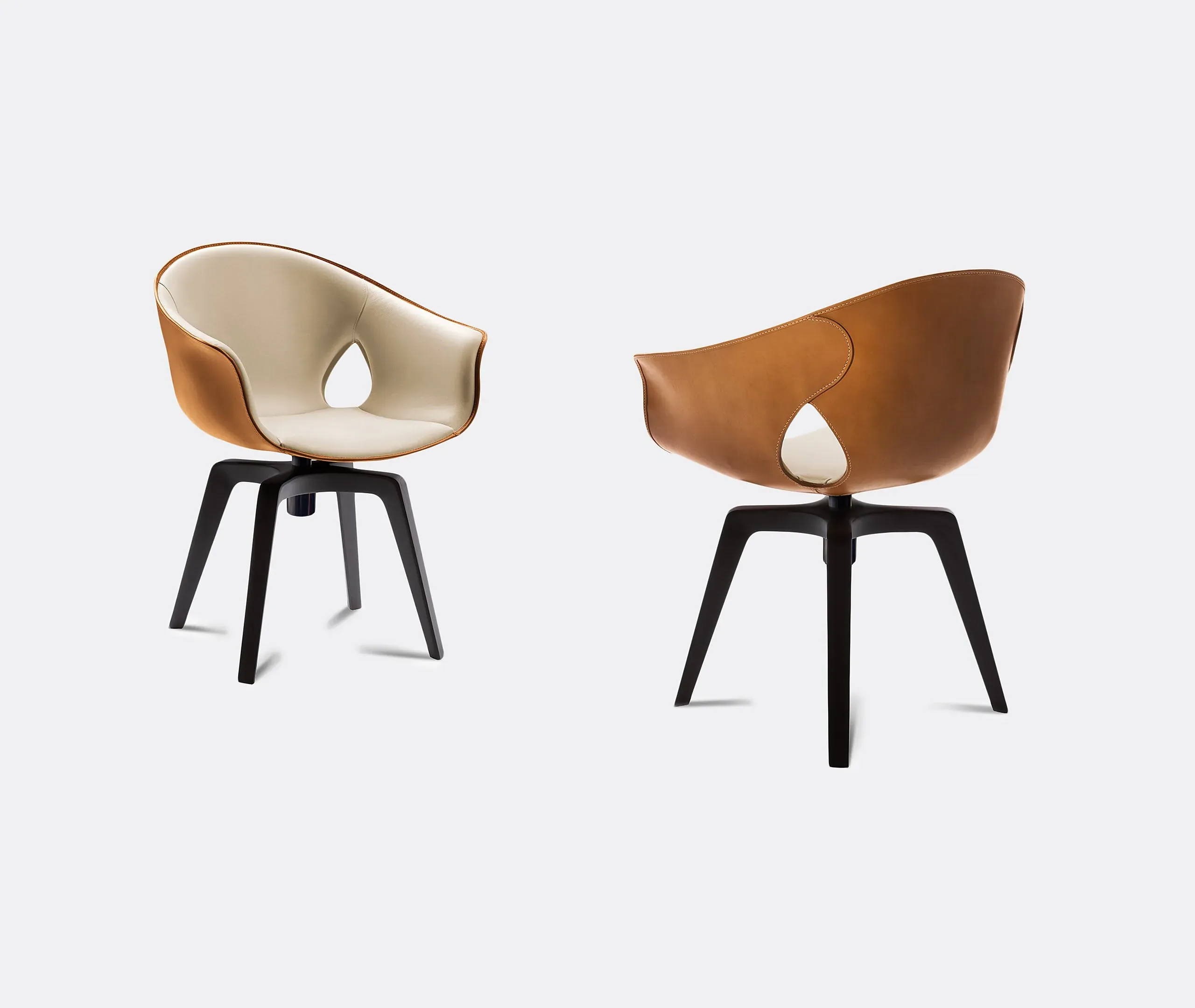 Swivel Armchair with 360° Rotation - Brown, Leather