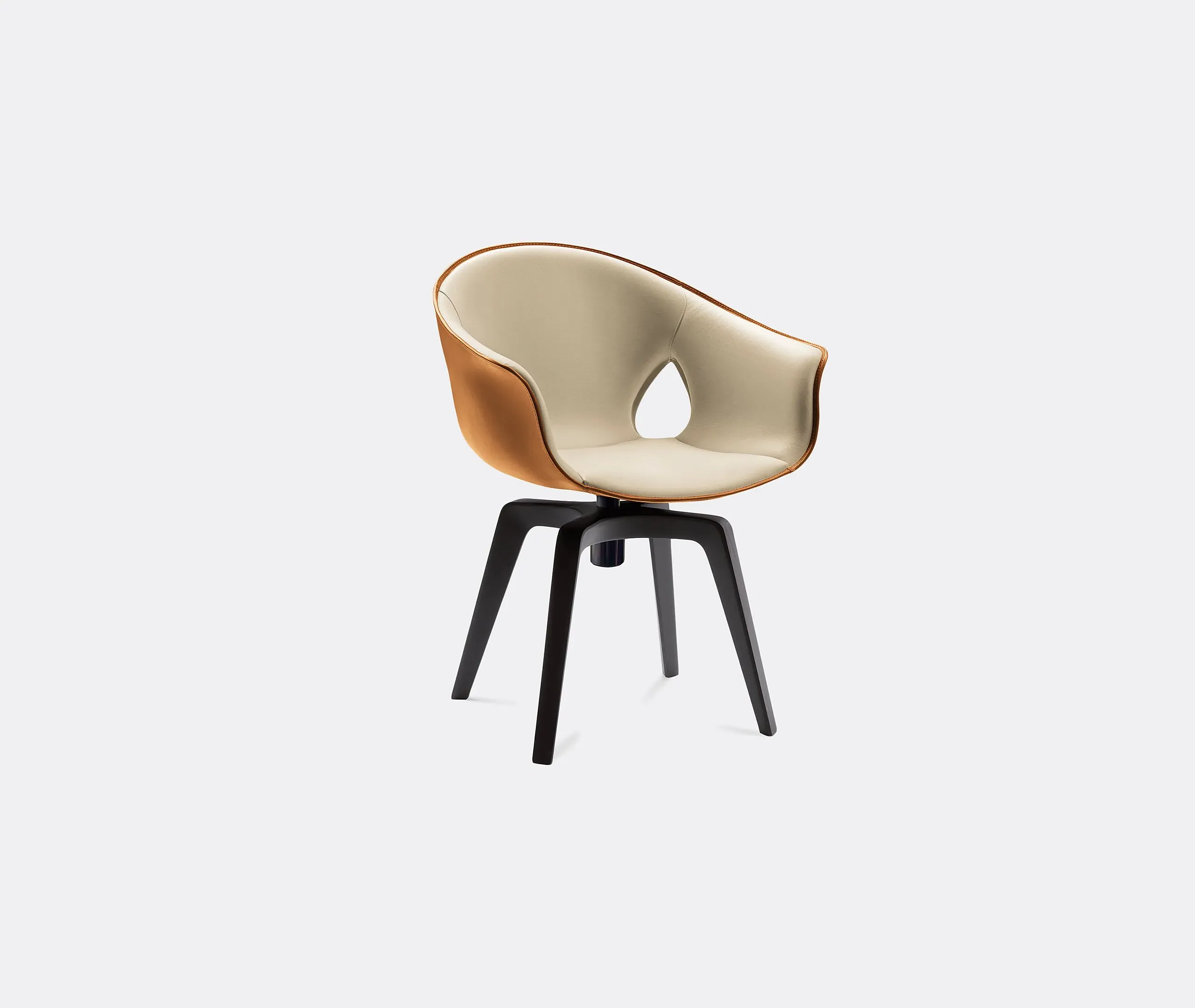 Swivel Armchair with 360° Rotation - White, Leather