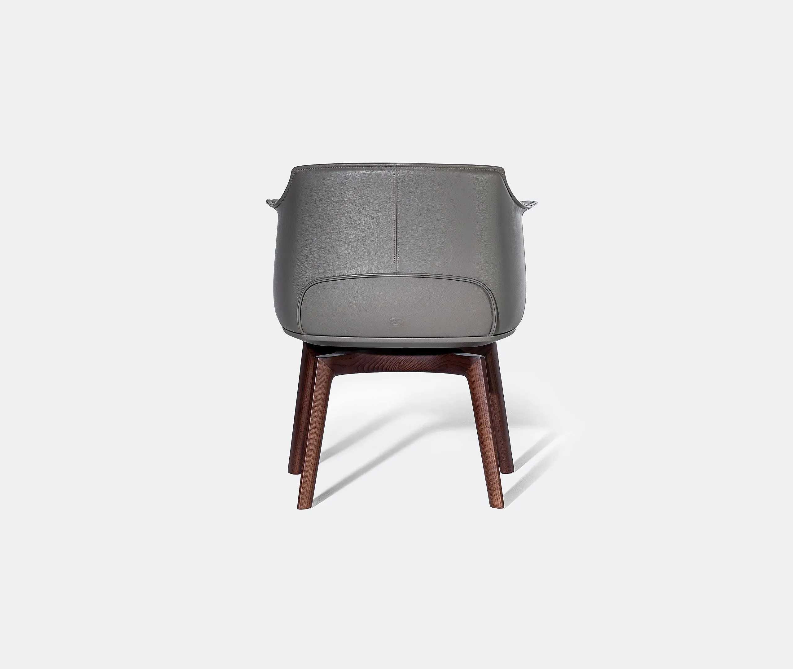 Swivel Dining Chair with Armrests - Grey, Leather