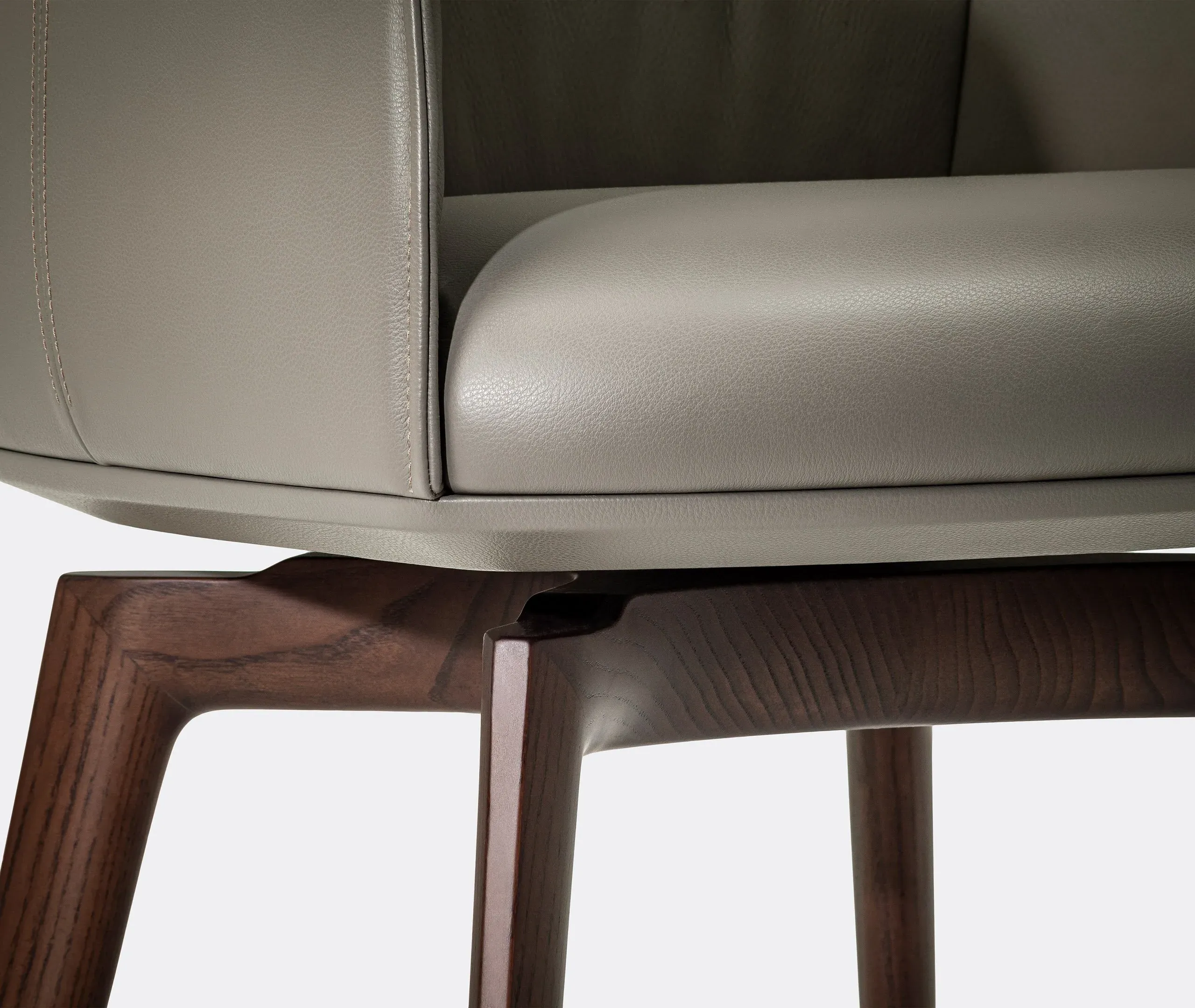 Swivel Dining Chair with Armrests - Grey, Leather