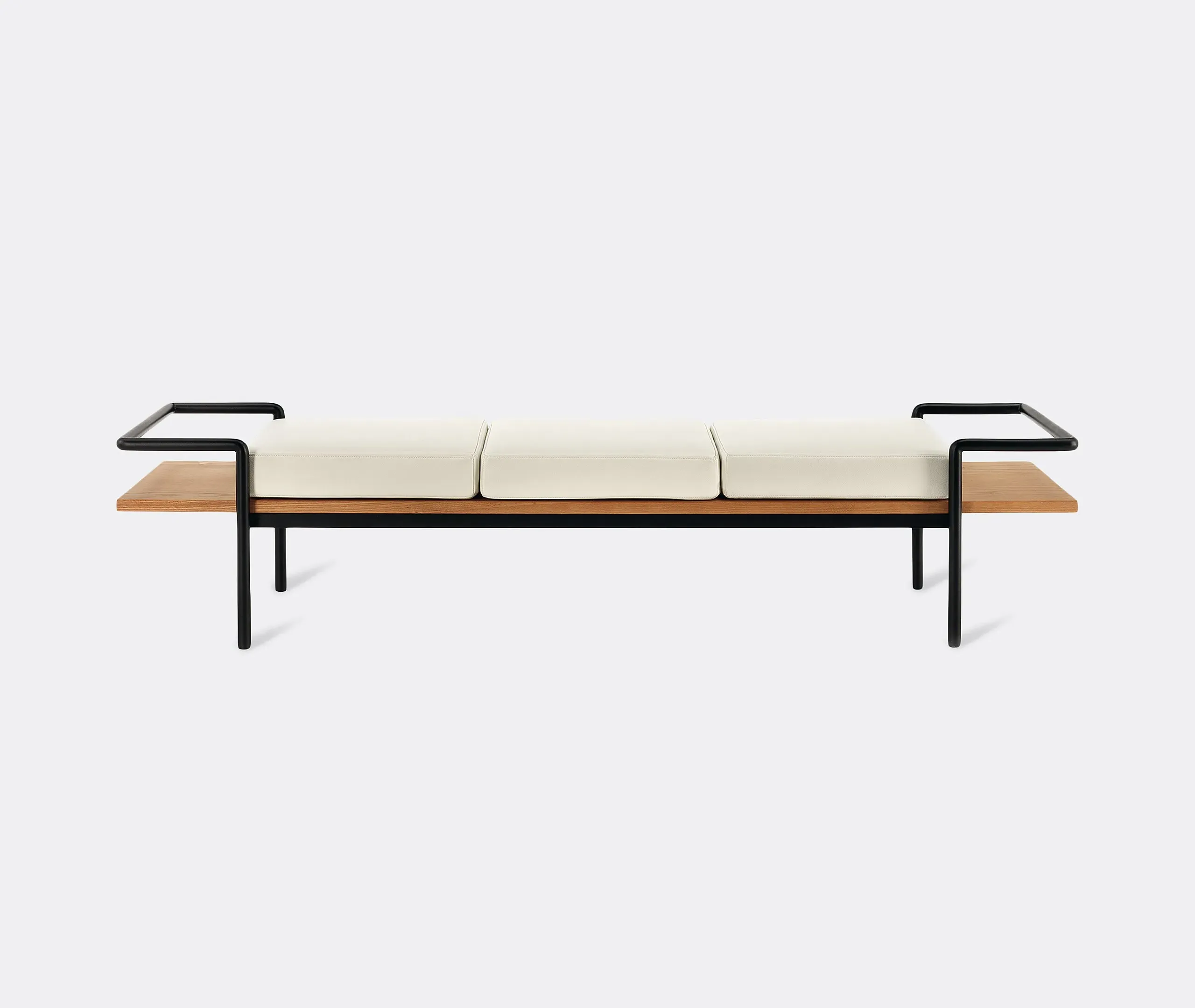 T904 Bench with Cushions - White, Leather image