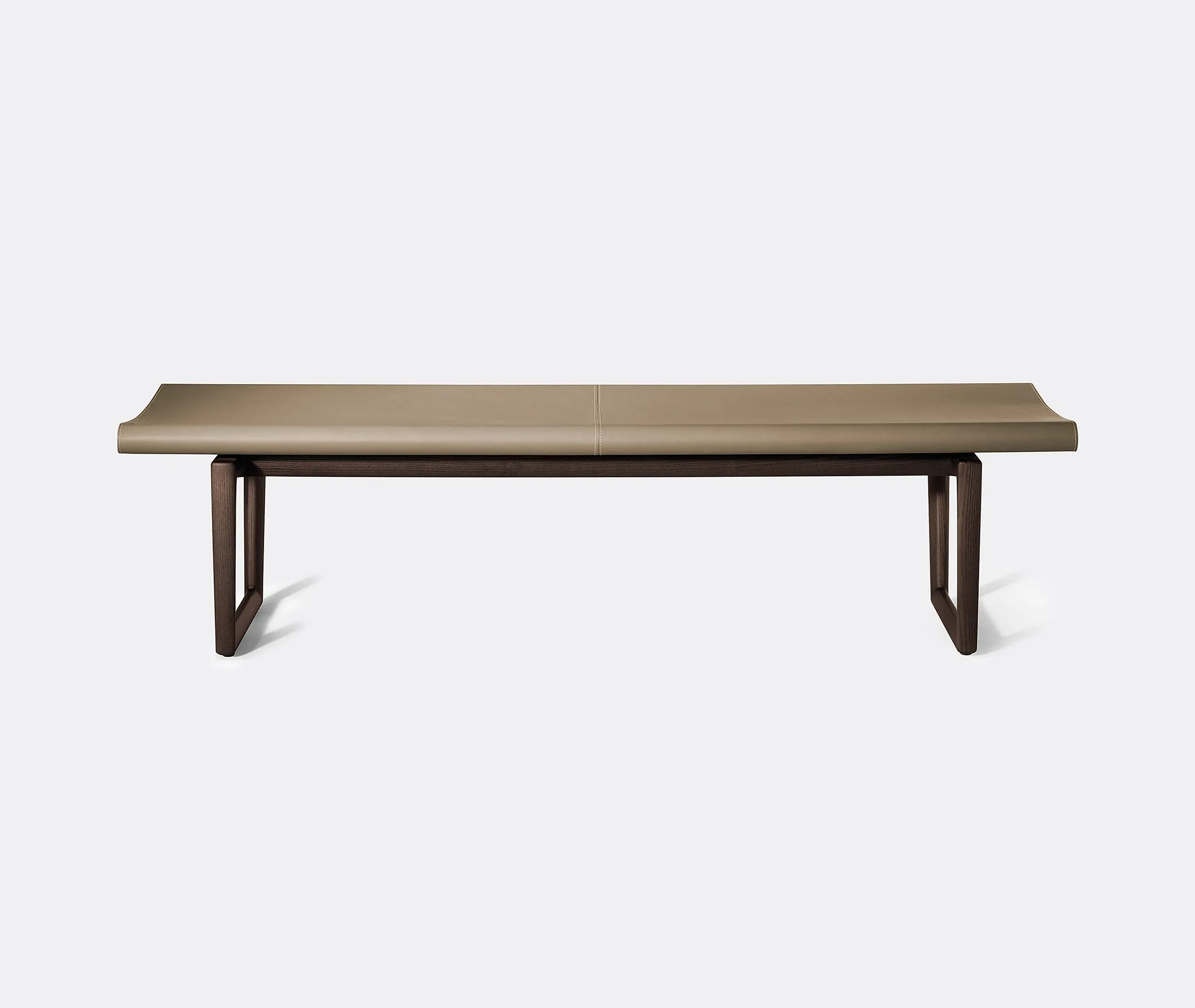 Upholstered Bench with Stitching - Grey, Leather