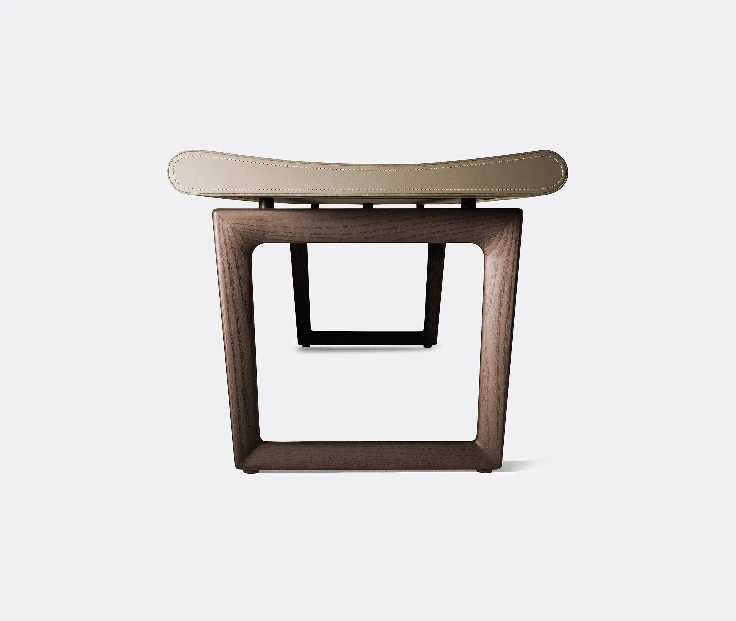Upholstered Bench with Stitching - Grey, Leather