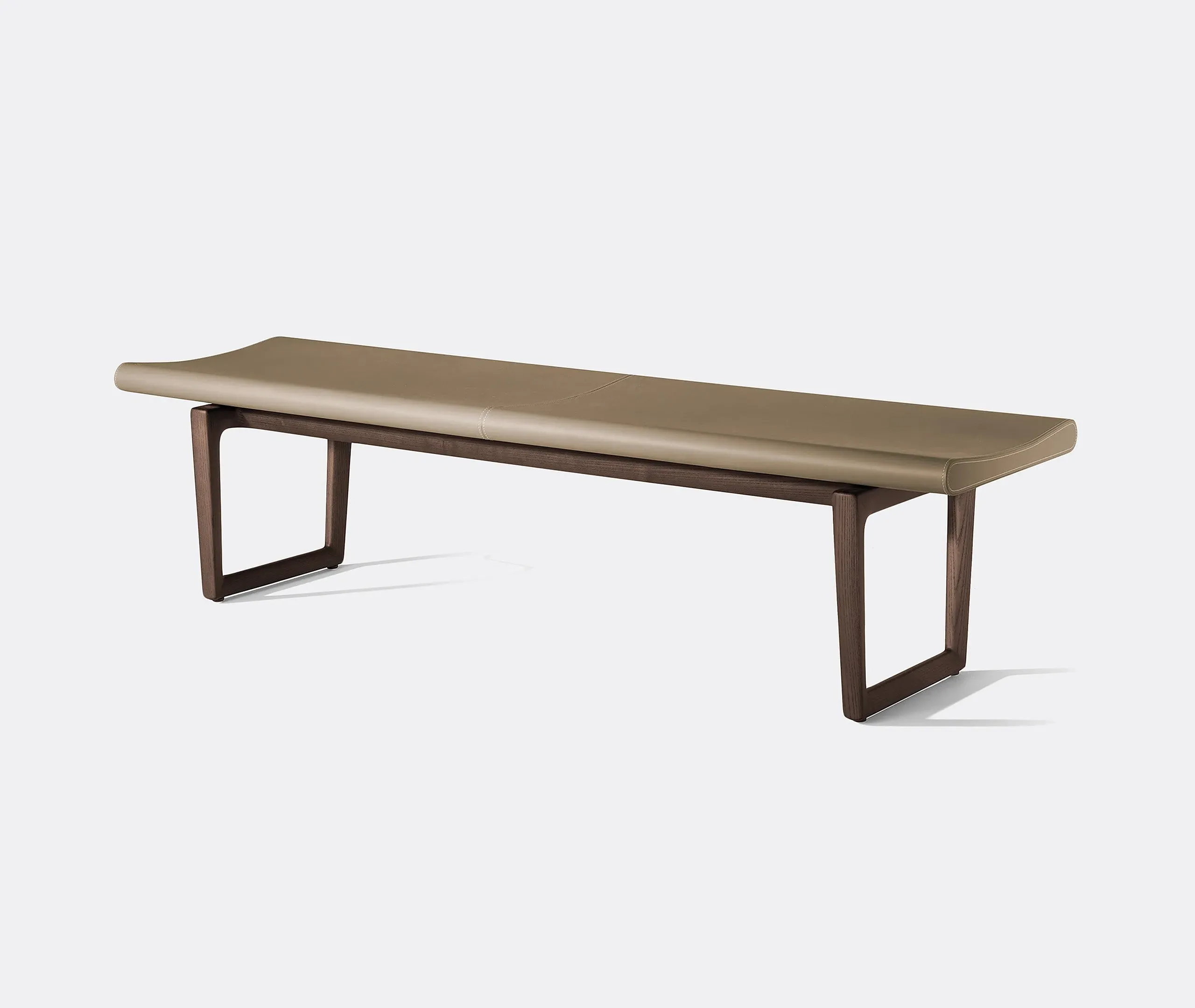 Upholstered Bench with Stitching - Grey, Leather image