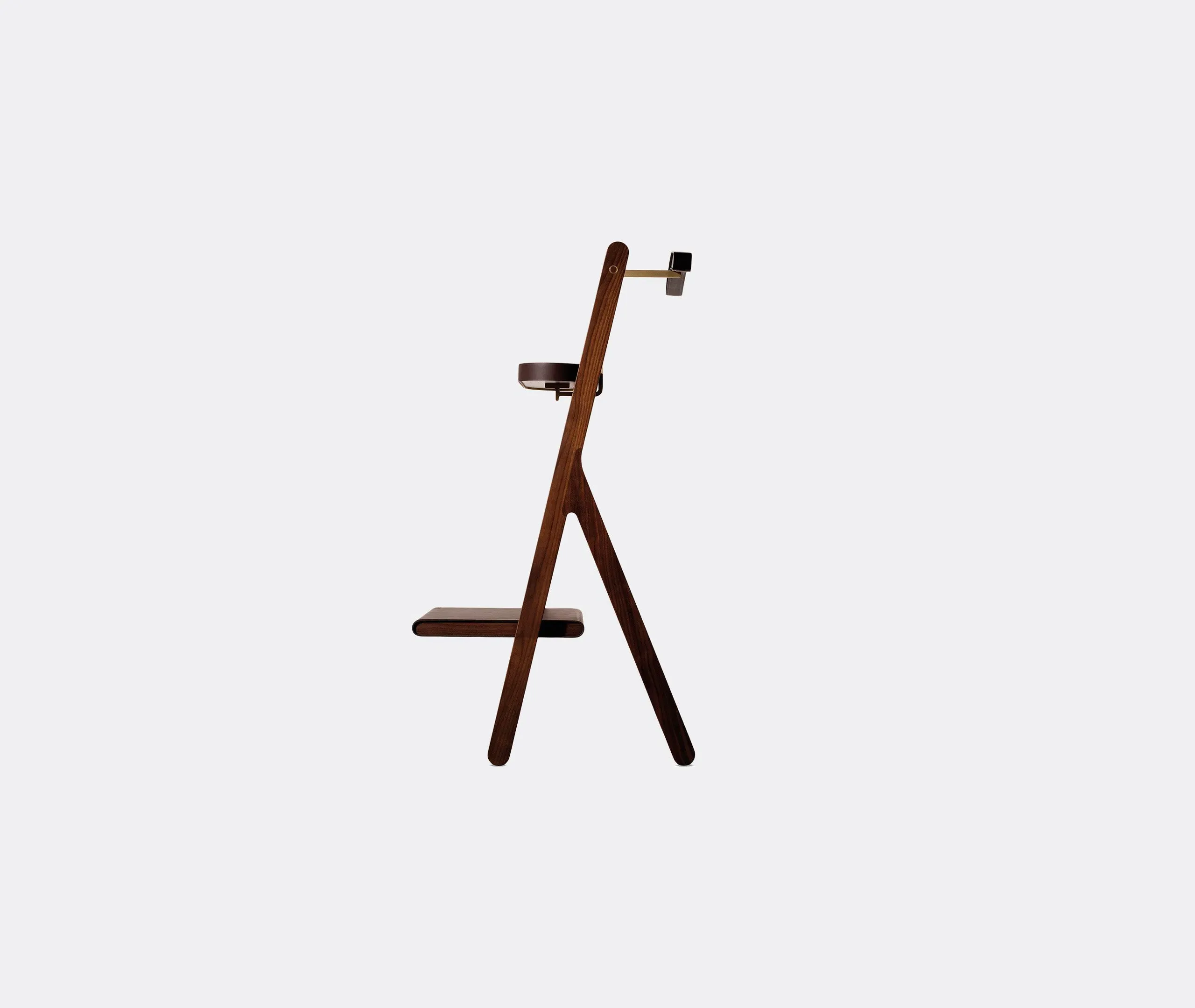 Valet Stand with Brass Frame - Brown, Leather