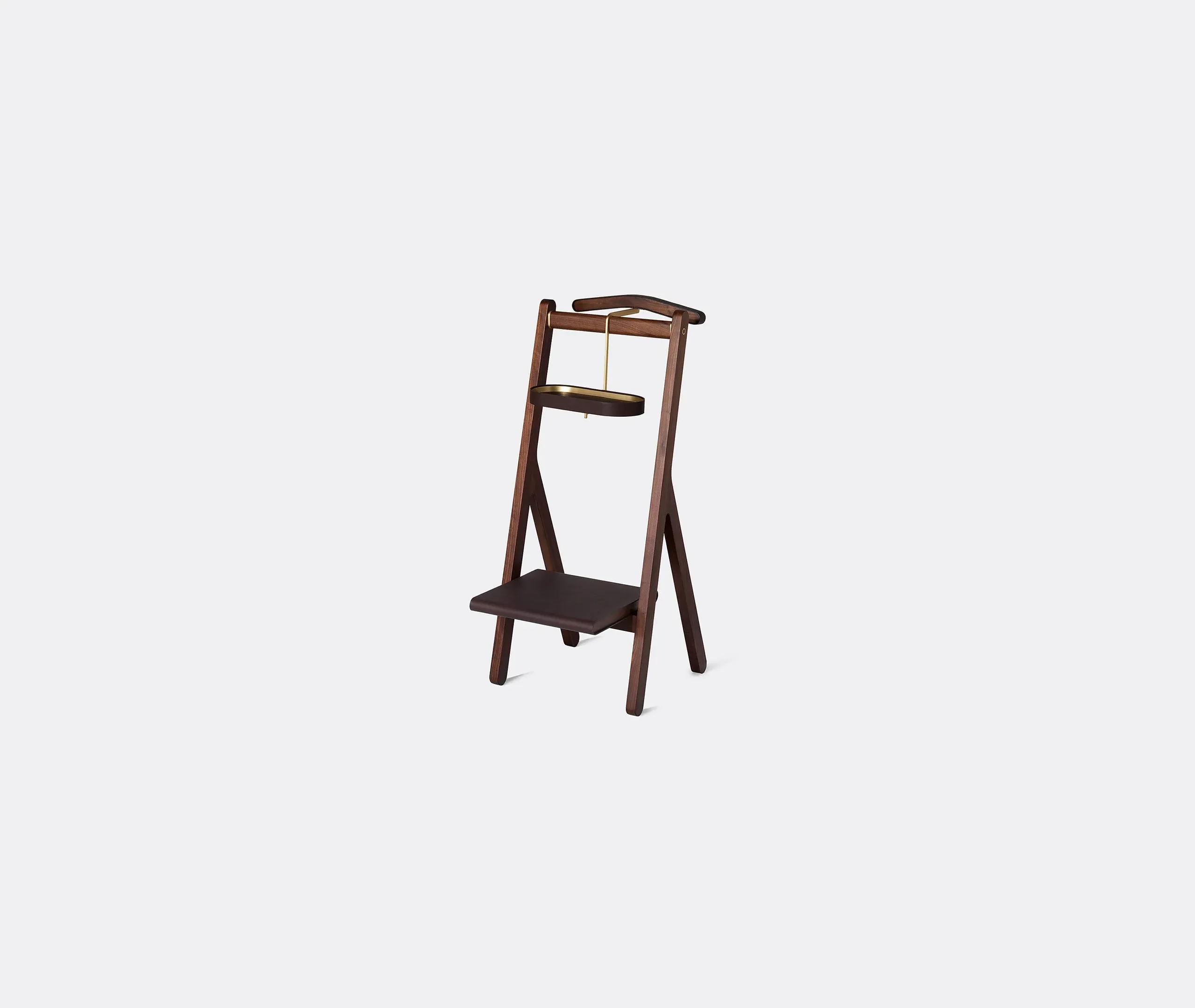 Valet Stand with Brass Frame - Brown, Leather image