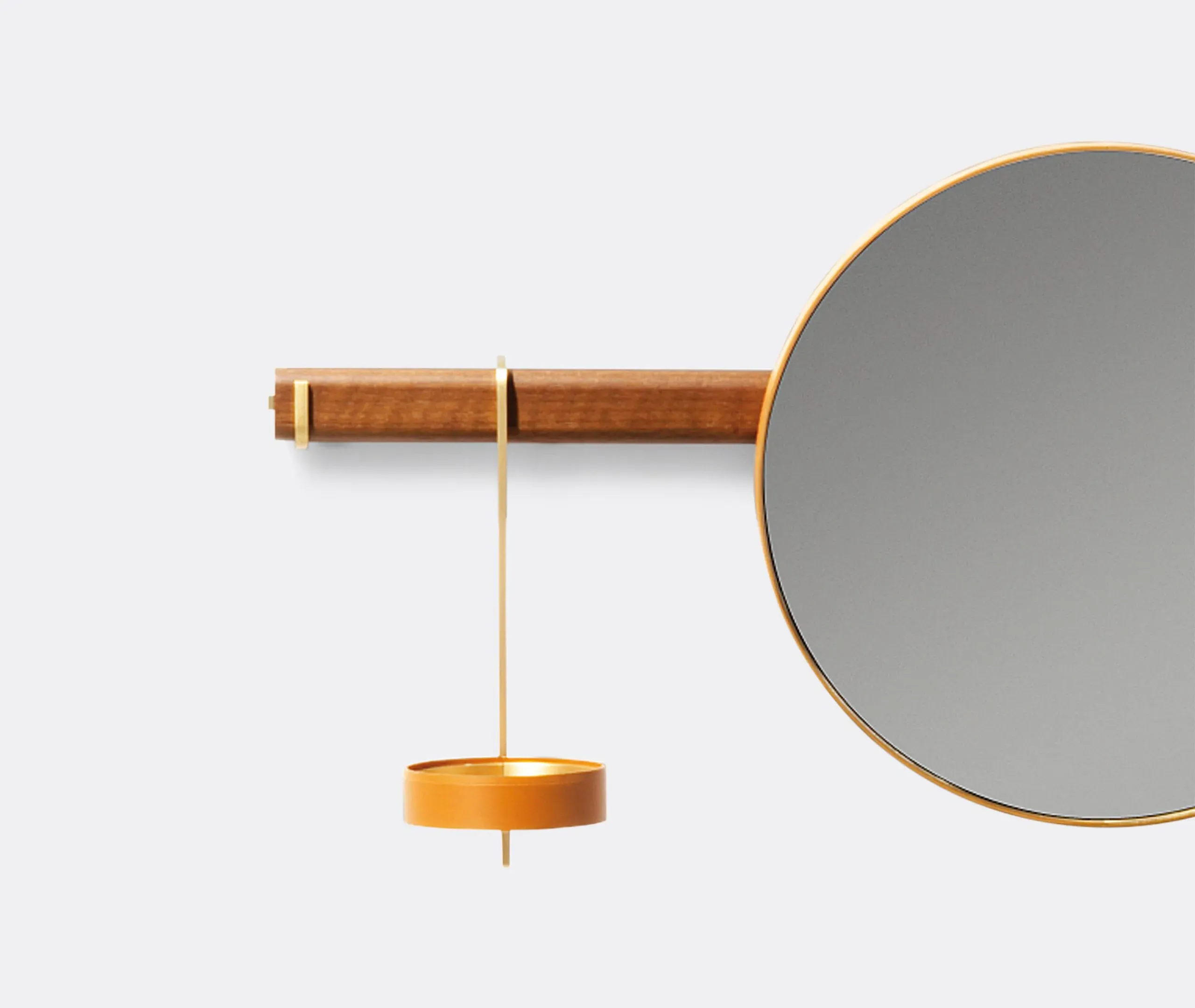 Wall Mirror with Hooks - Light Brown, Leather
