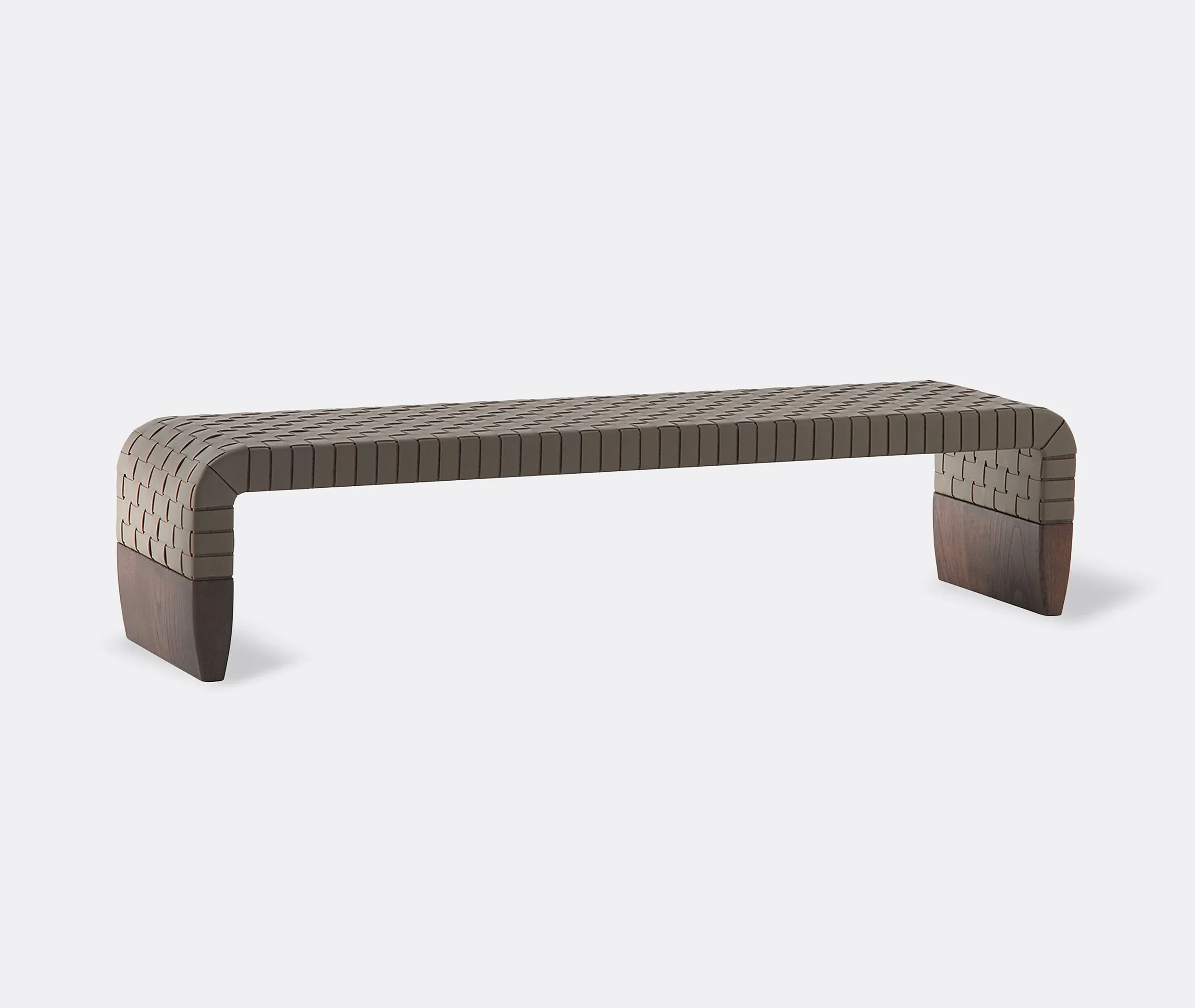 Woven Strap Bench - Grey, Leather