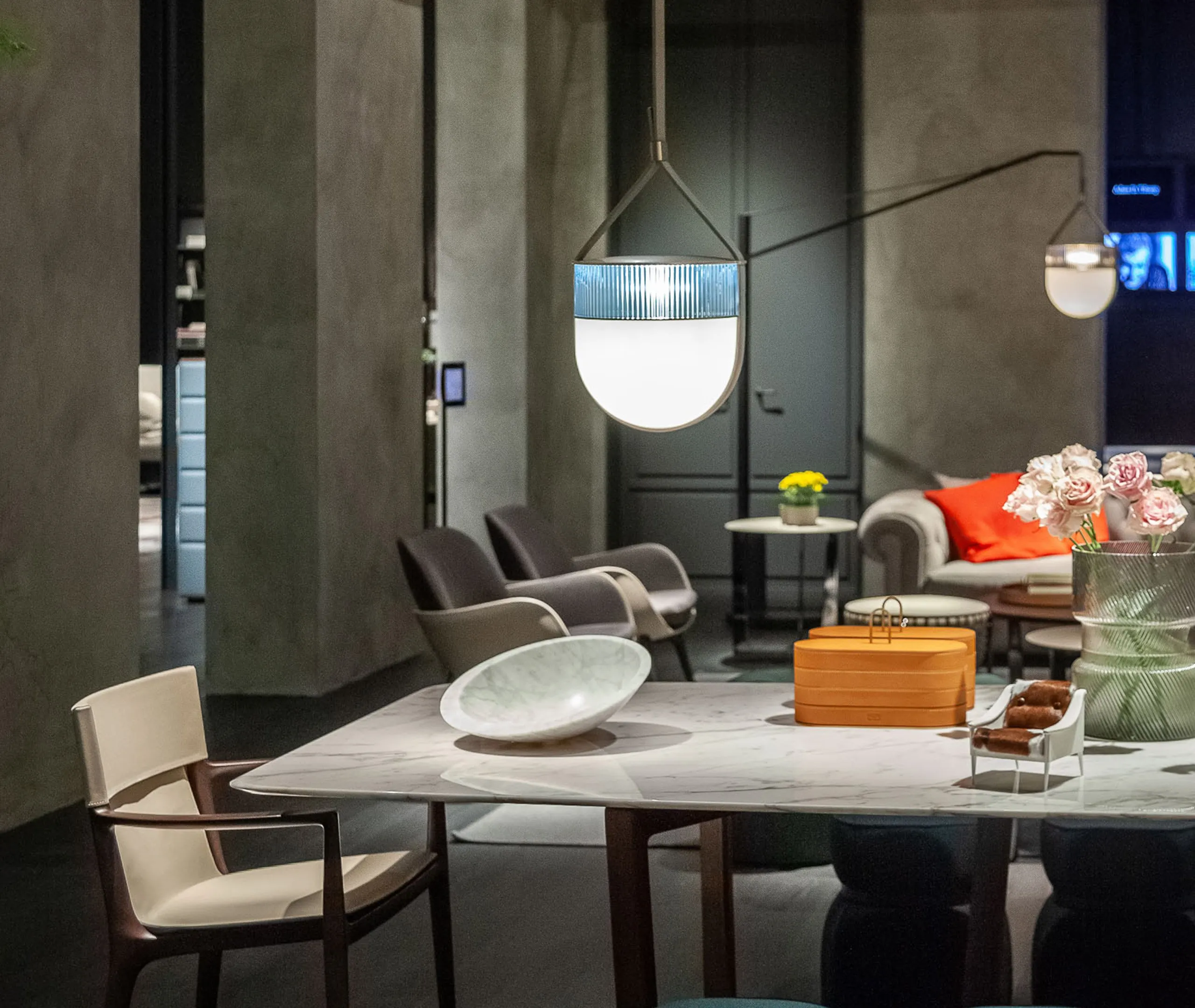 Xi Pendant Lamp - Light Blue, Glass