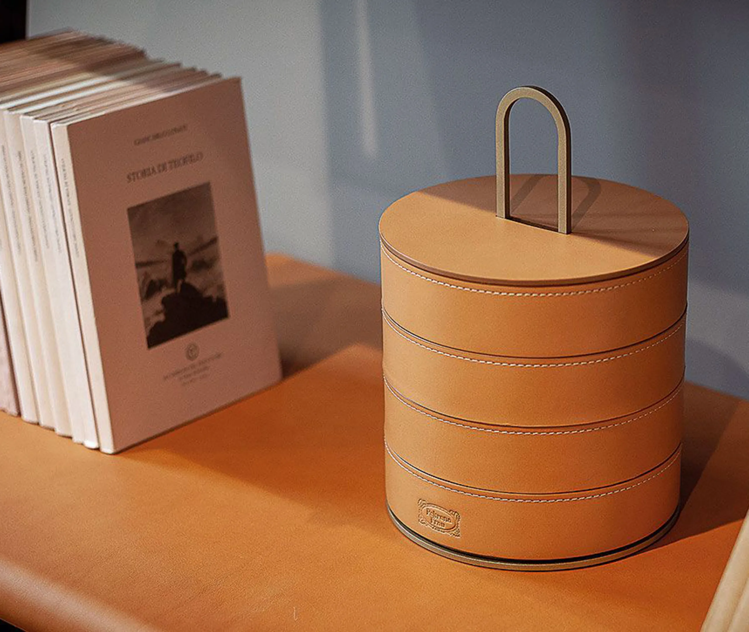 Zhuang Round Stackable Storage Case - Light Brown, Walnut