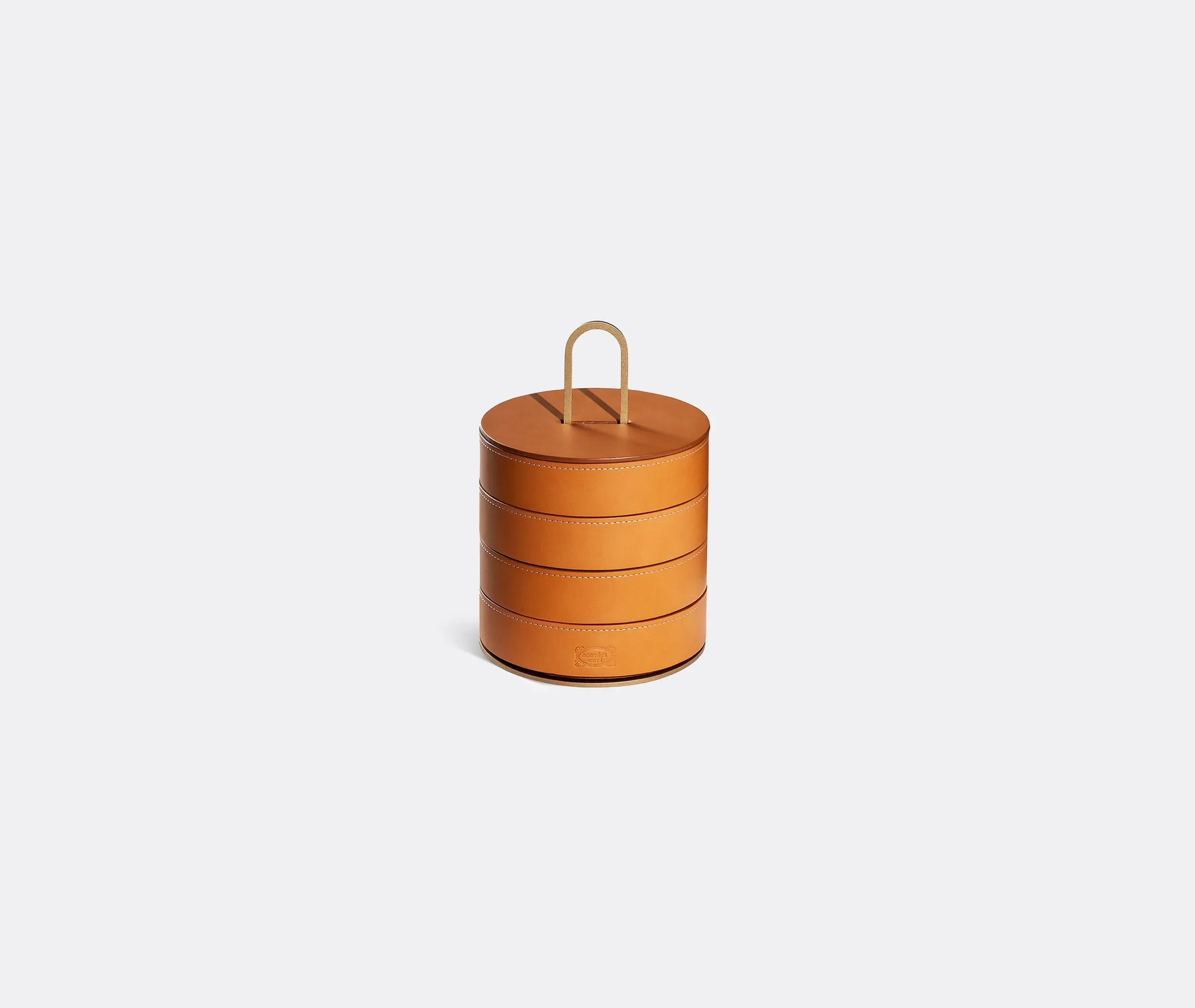 Zhuang Round Stackable Storage Case - Light Brown, Walnut image