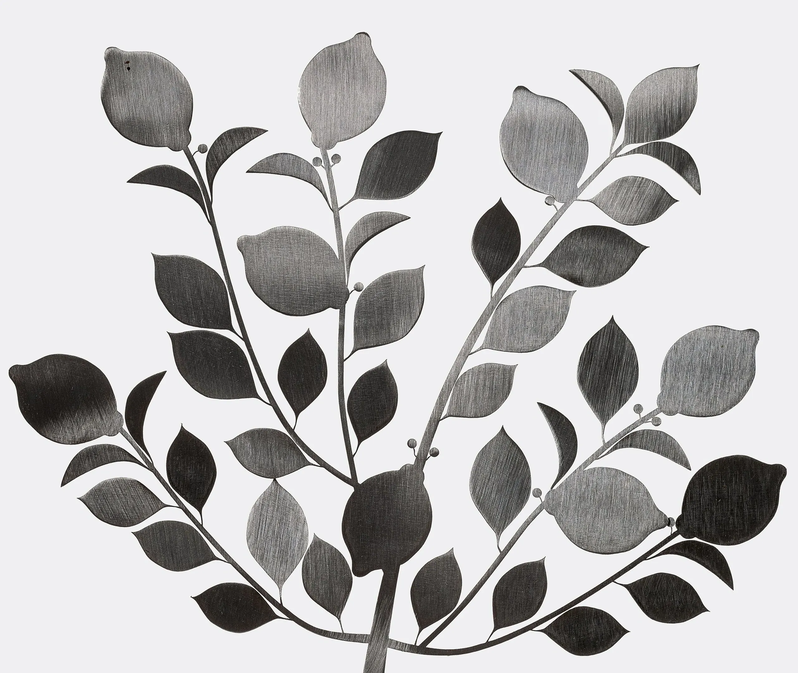Lemon Tree Sculpture - Grey, Raw Metal
