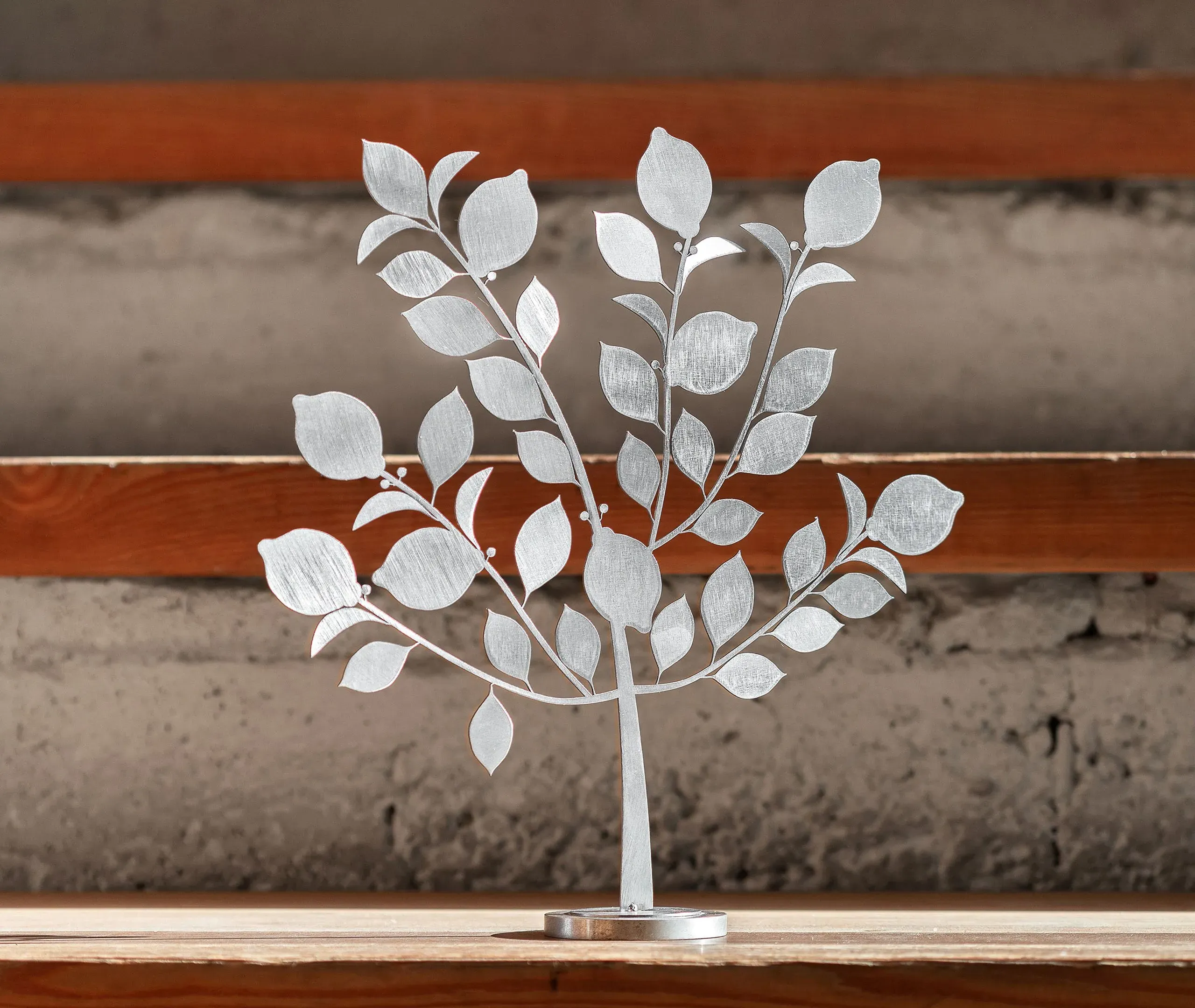 Lemon Tree Sculpture - Grey, Raw Metal