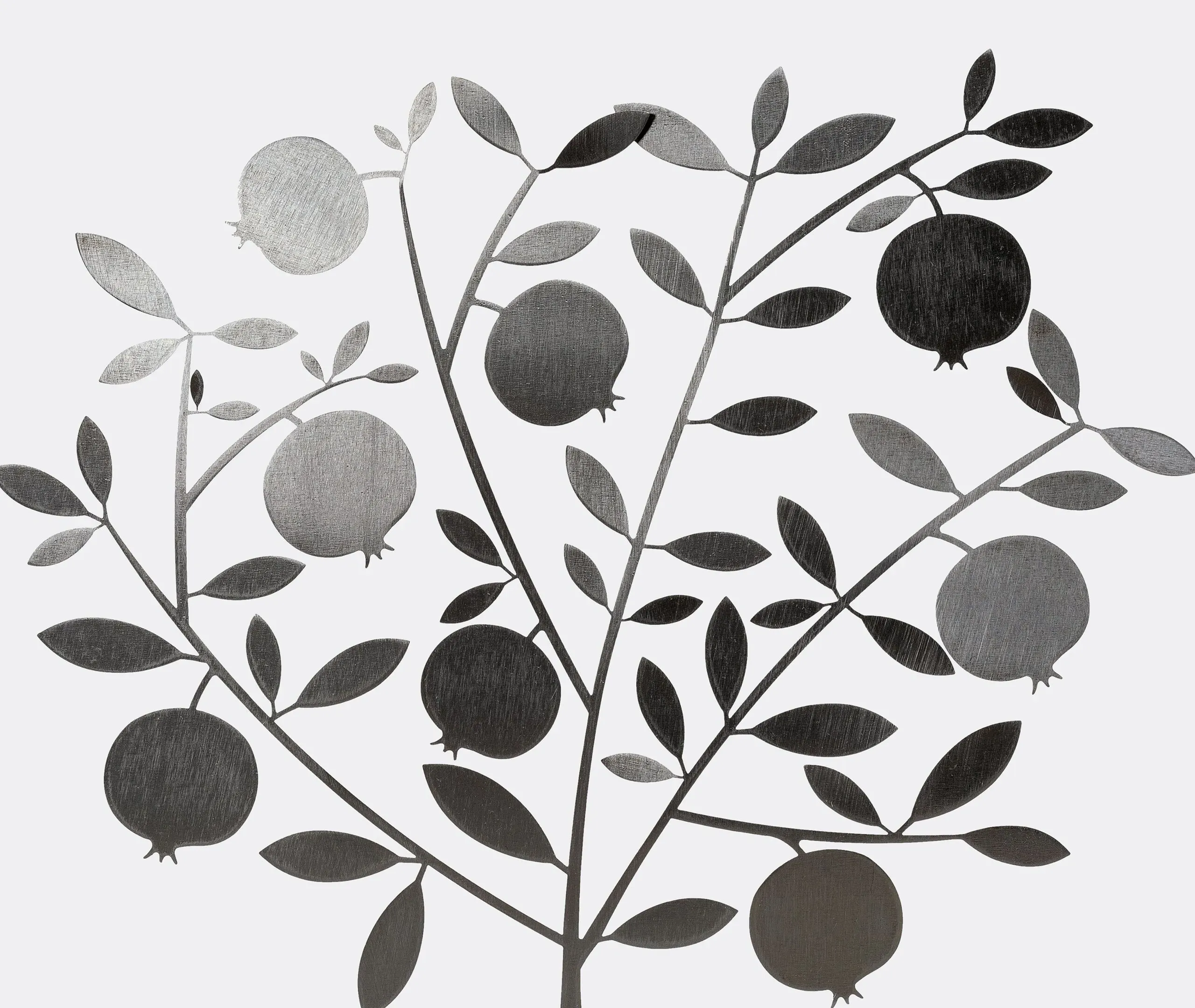 Pomegranate Tree Sculpture - Grey, Raw Metal