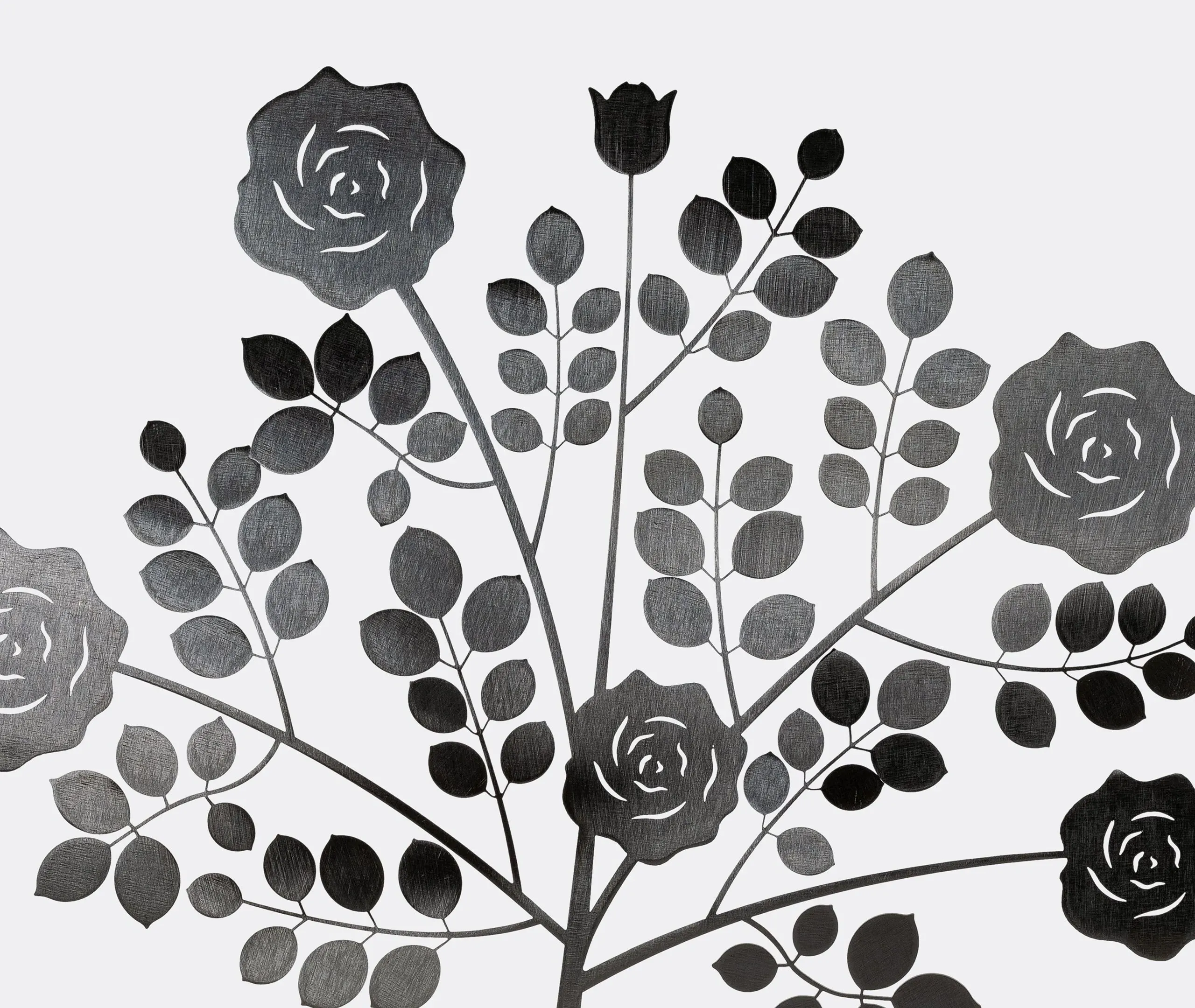 Rose Bush Sculpture - Grey, Raw Metal
