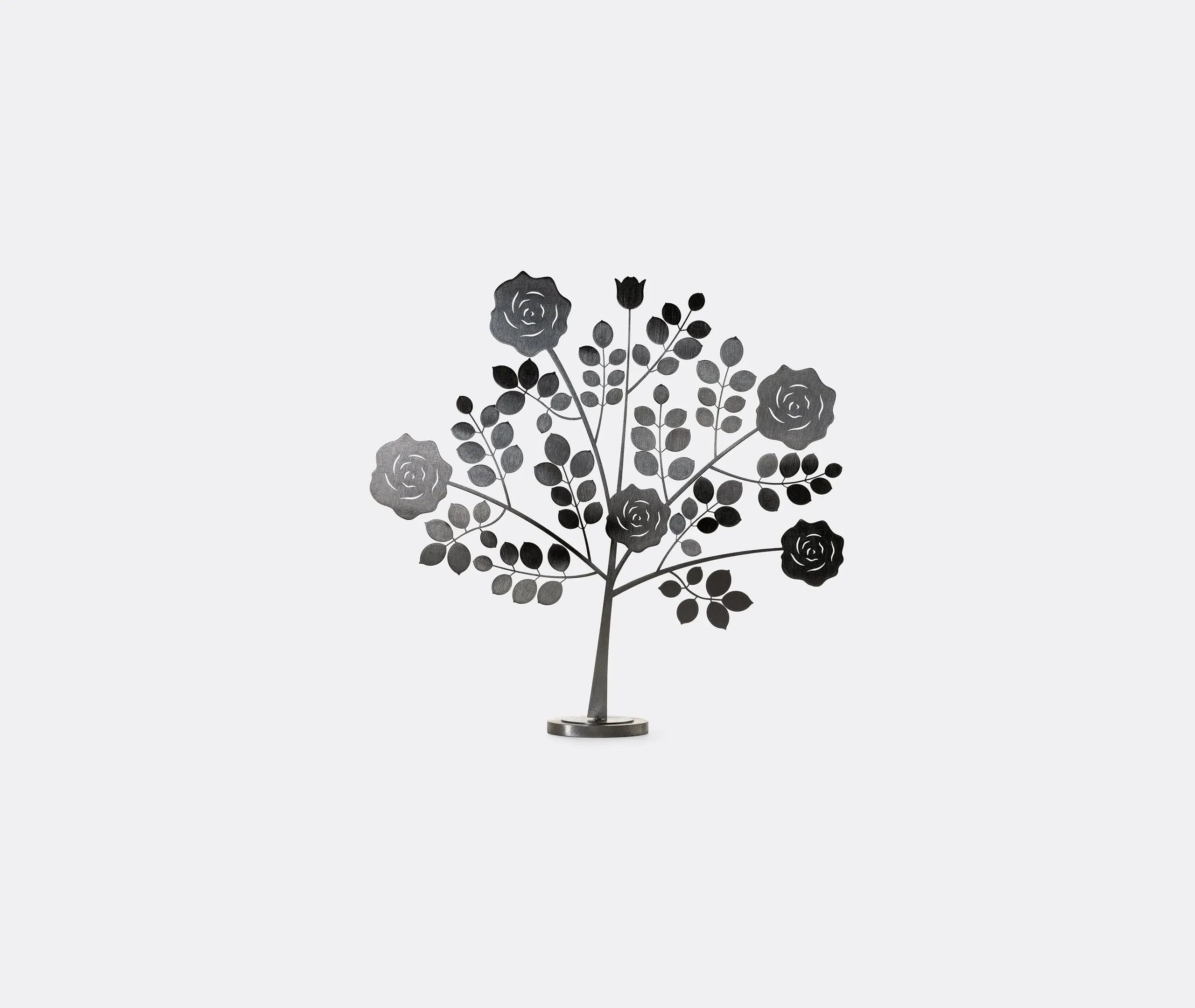 Rose Bush Sculpture - Grey, Raw Metal