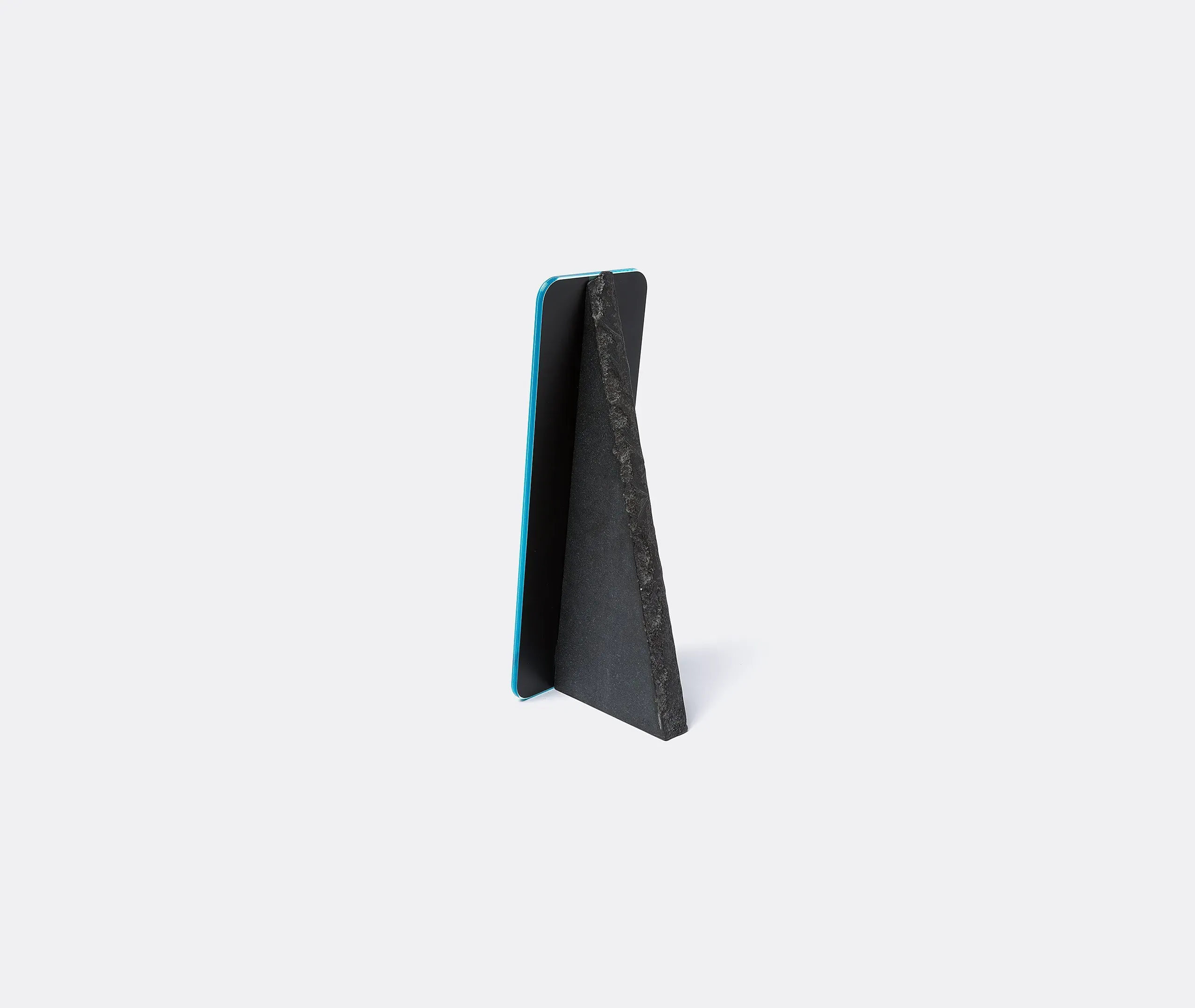 Angled Mirror with Stone Base - Light Blue, Glass
