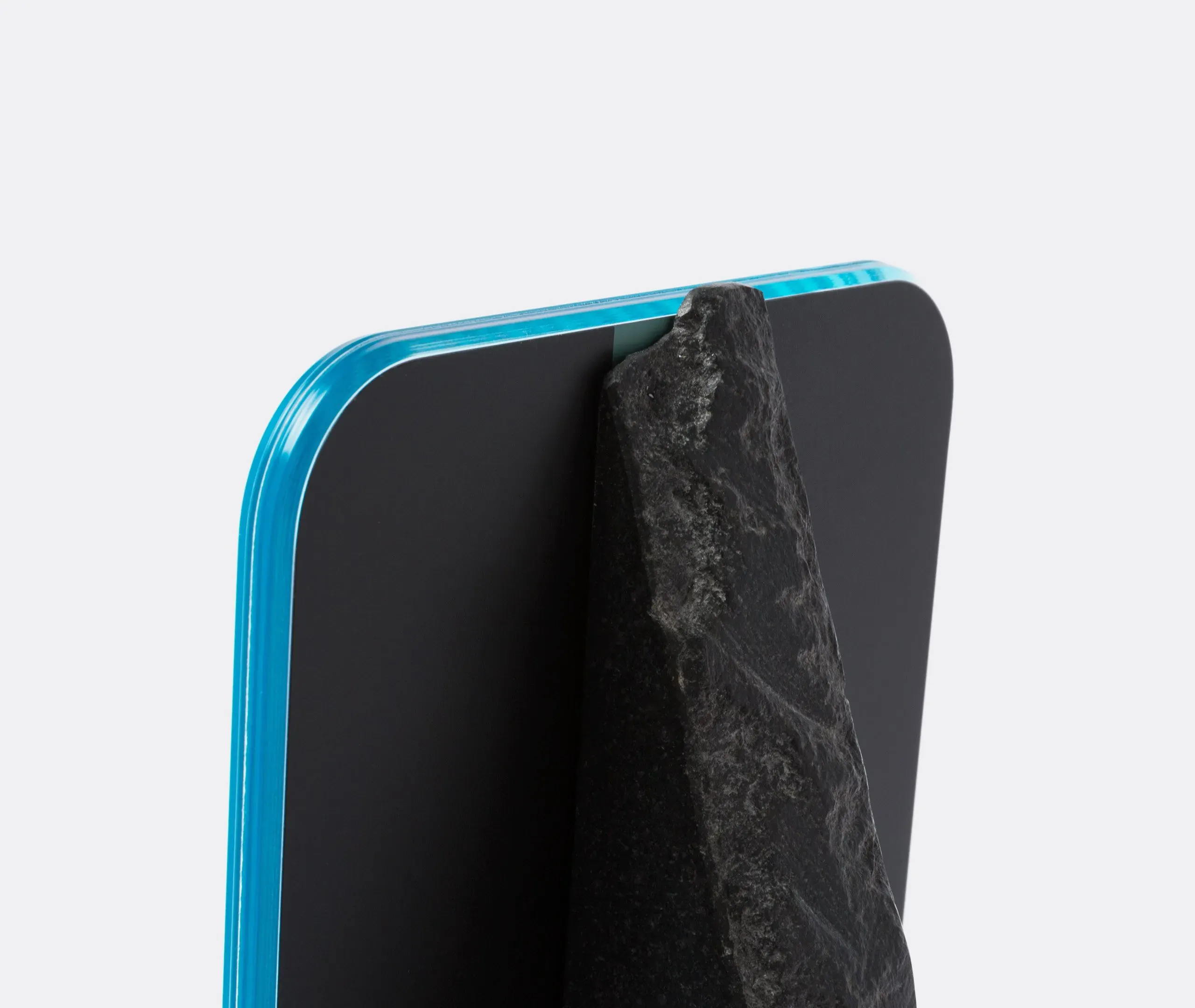 Angled Mirror with Stone Base - Light Blue, Glass