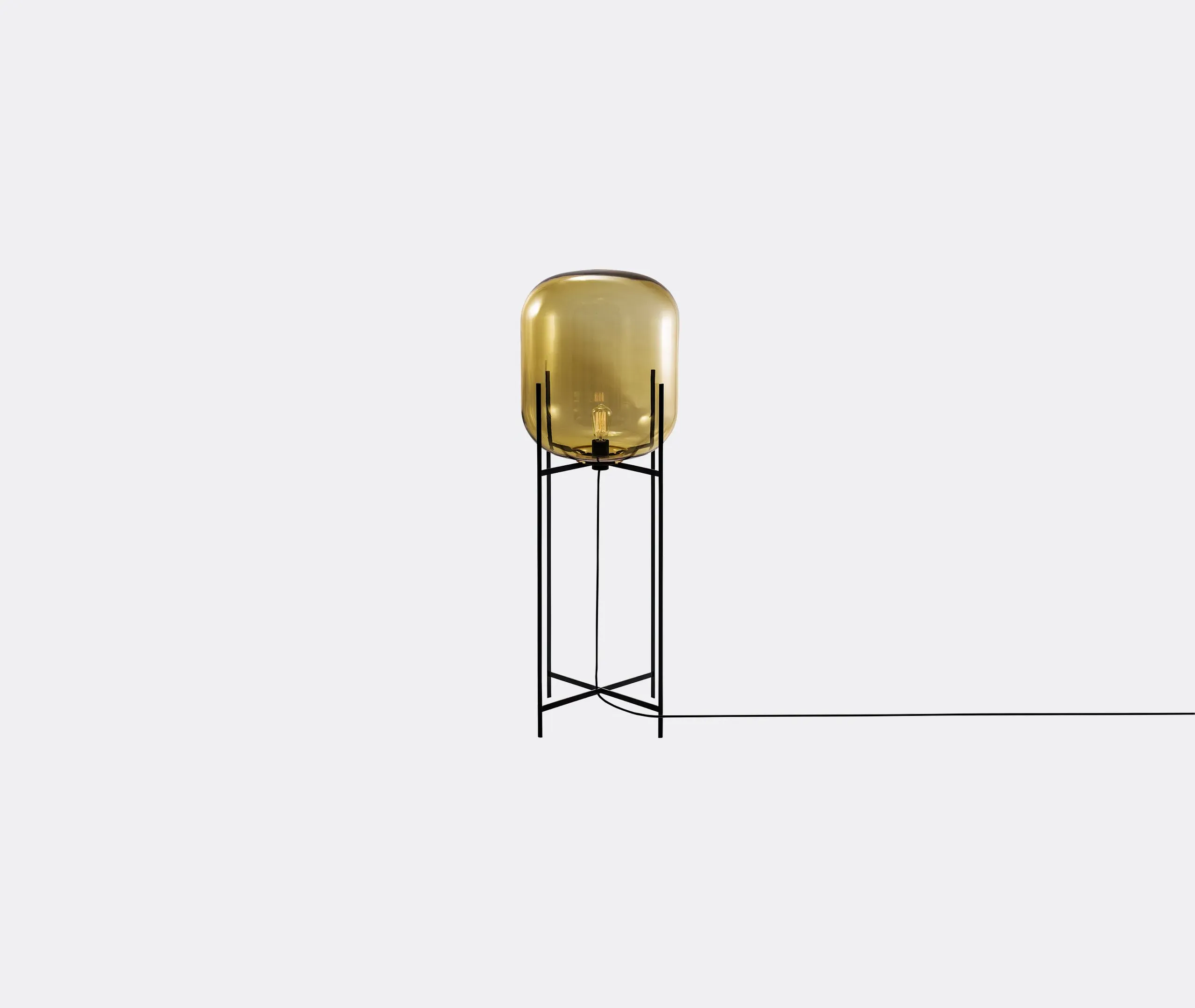 Big Floor Lamp with Glass Shade - Amber, Steel image