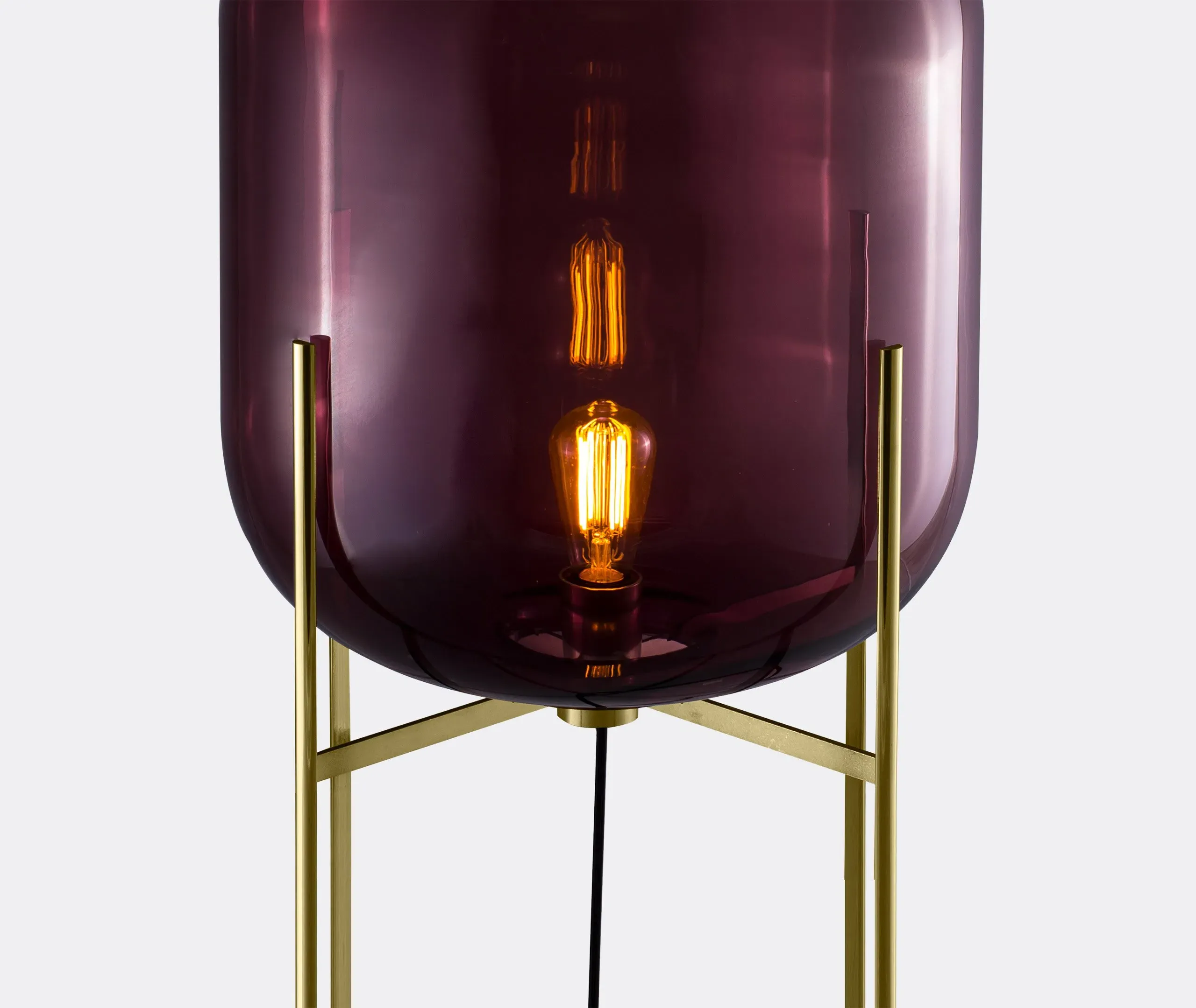 Big Floor Lamp with Glass Shade - Aubergine