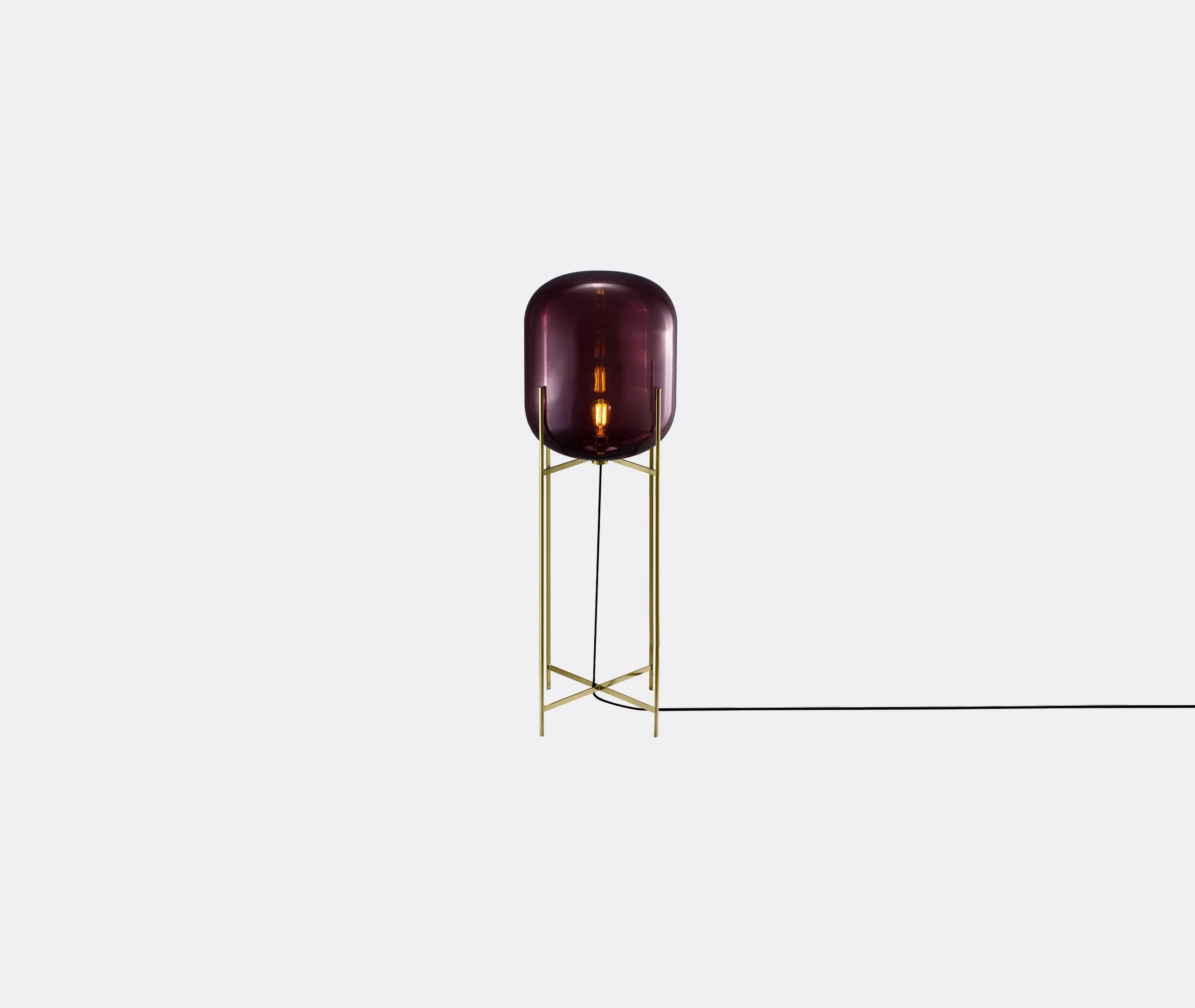 Big Floor Lamp with Glass Shade - Aubergine