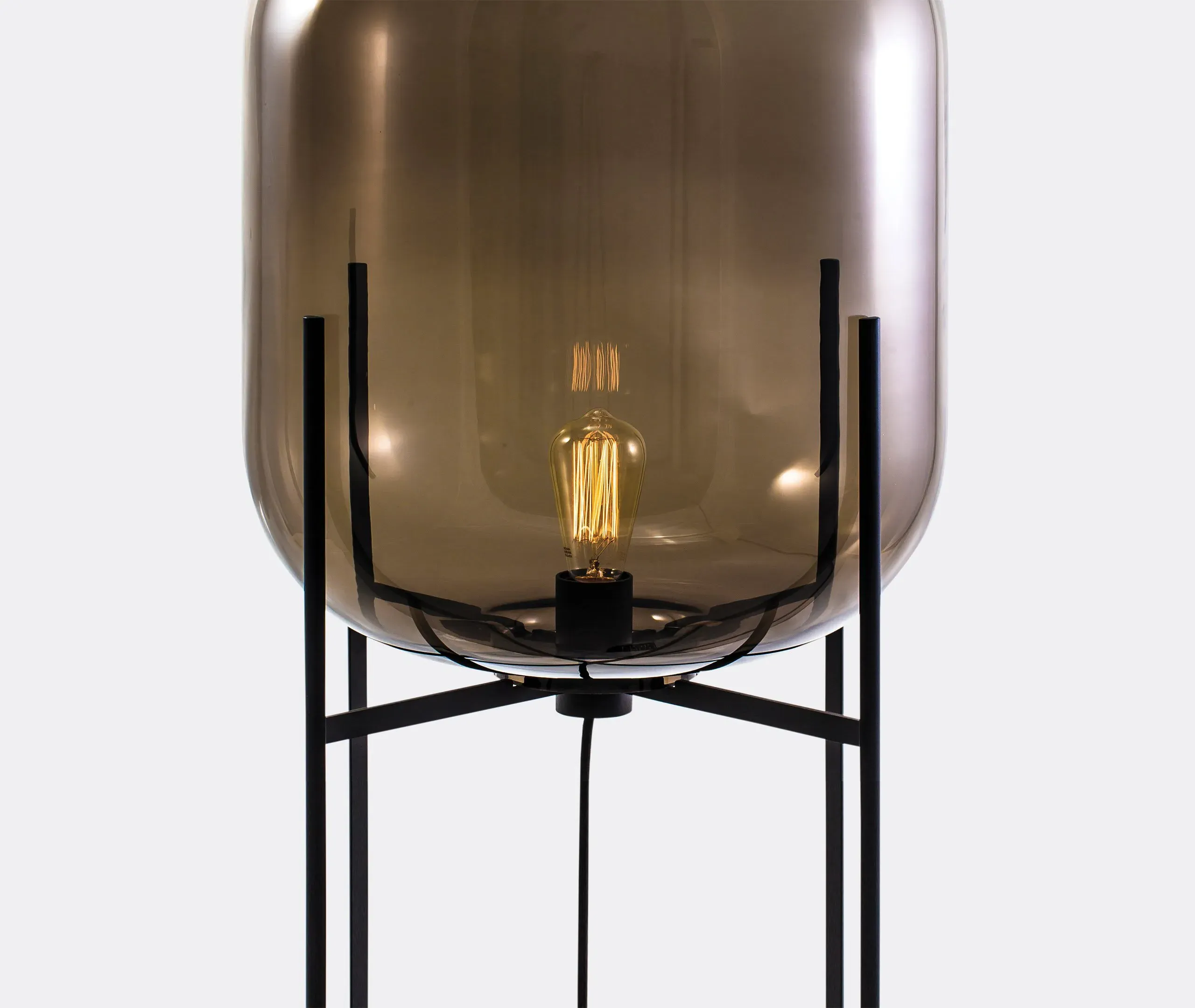 Big Floor Lamp with Glass Shade - Grey