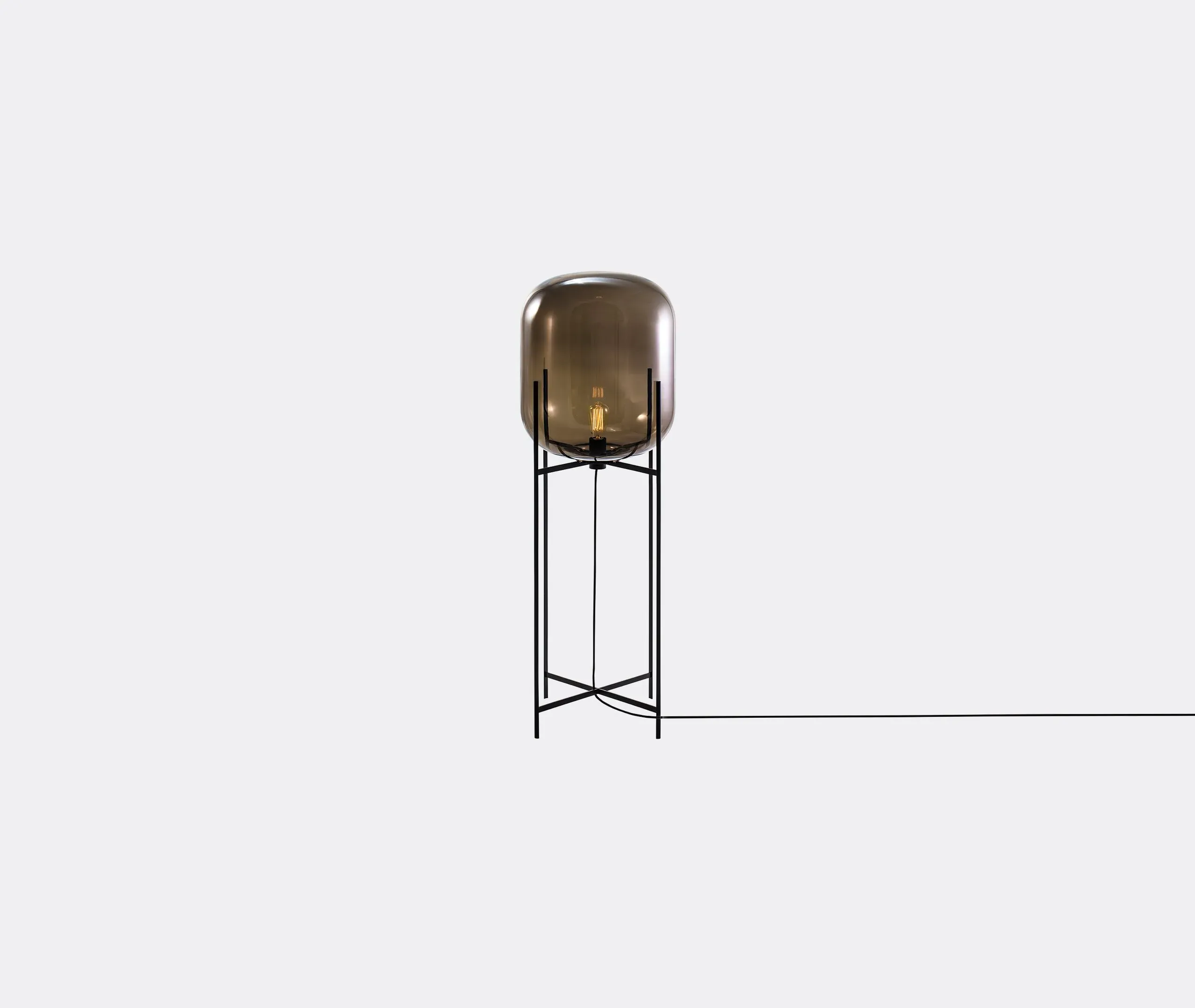 Big Floor Lamp with Glass Shade - Grey image