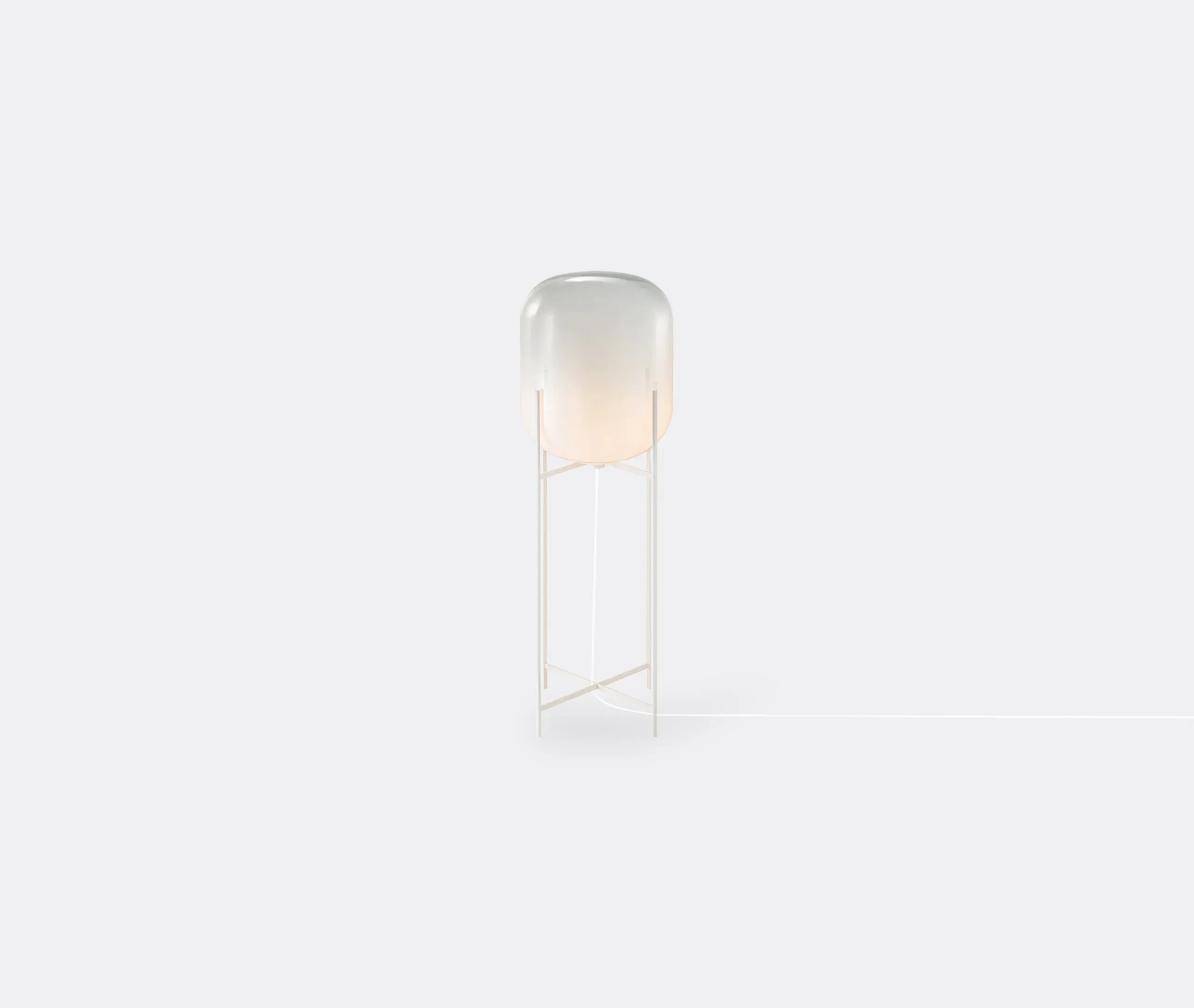 Big Floor Lamp with Glass Shade - White