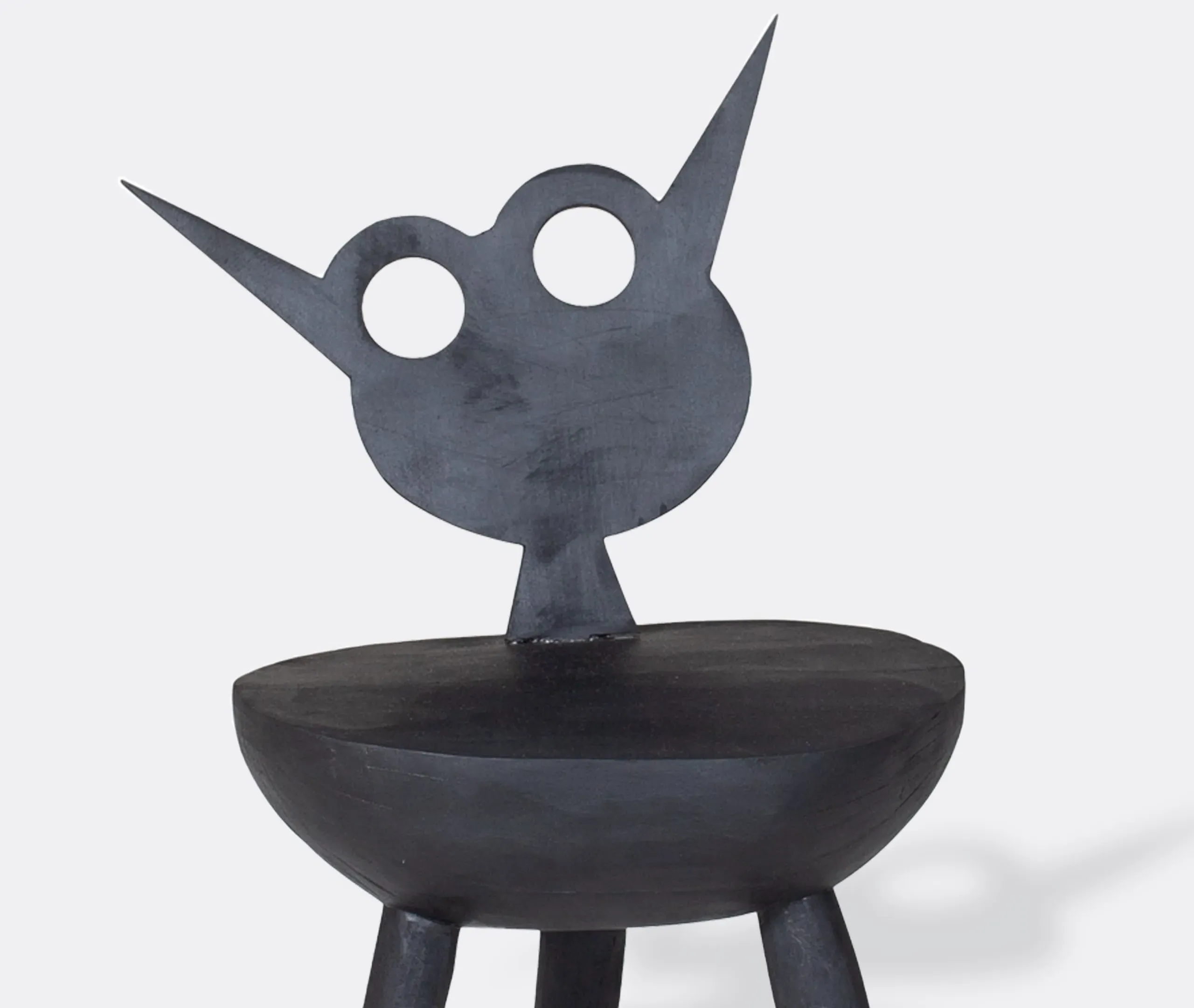 Flora Stool with Face Design - Black, Wood