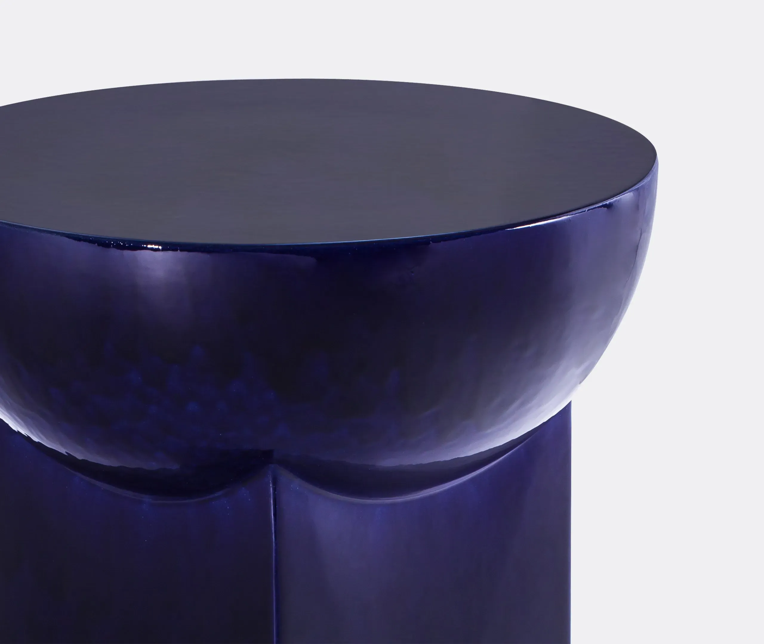 High Side Table with Bowl Top - Blue, Ceramic