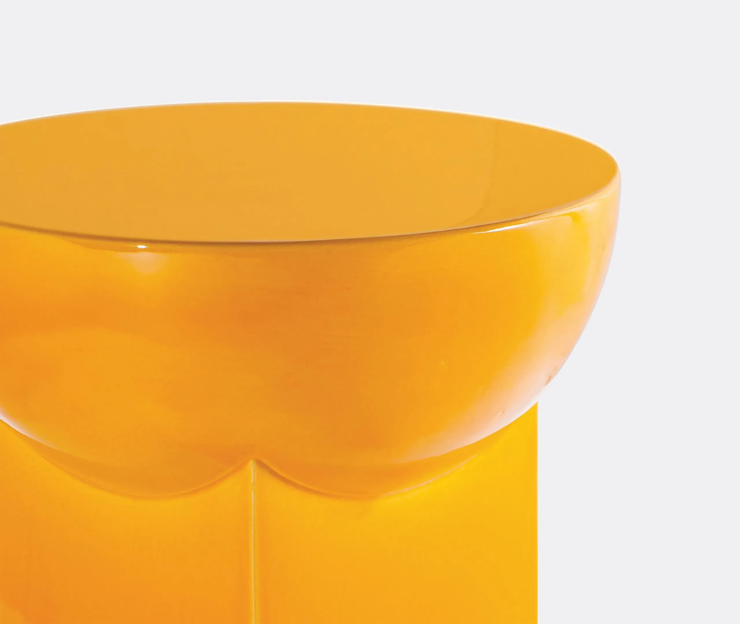 High Side Table with Bowl Top - Yellow, Ceramic