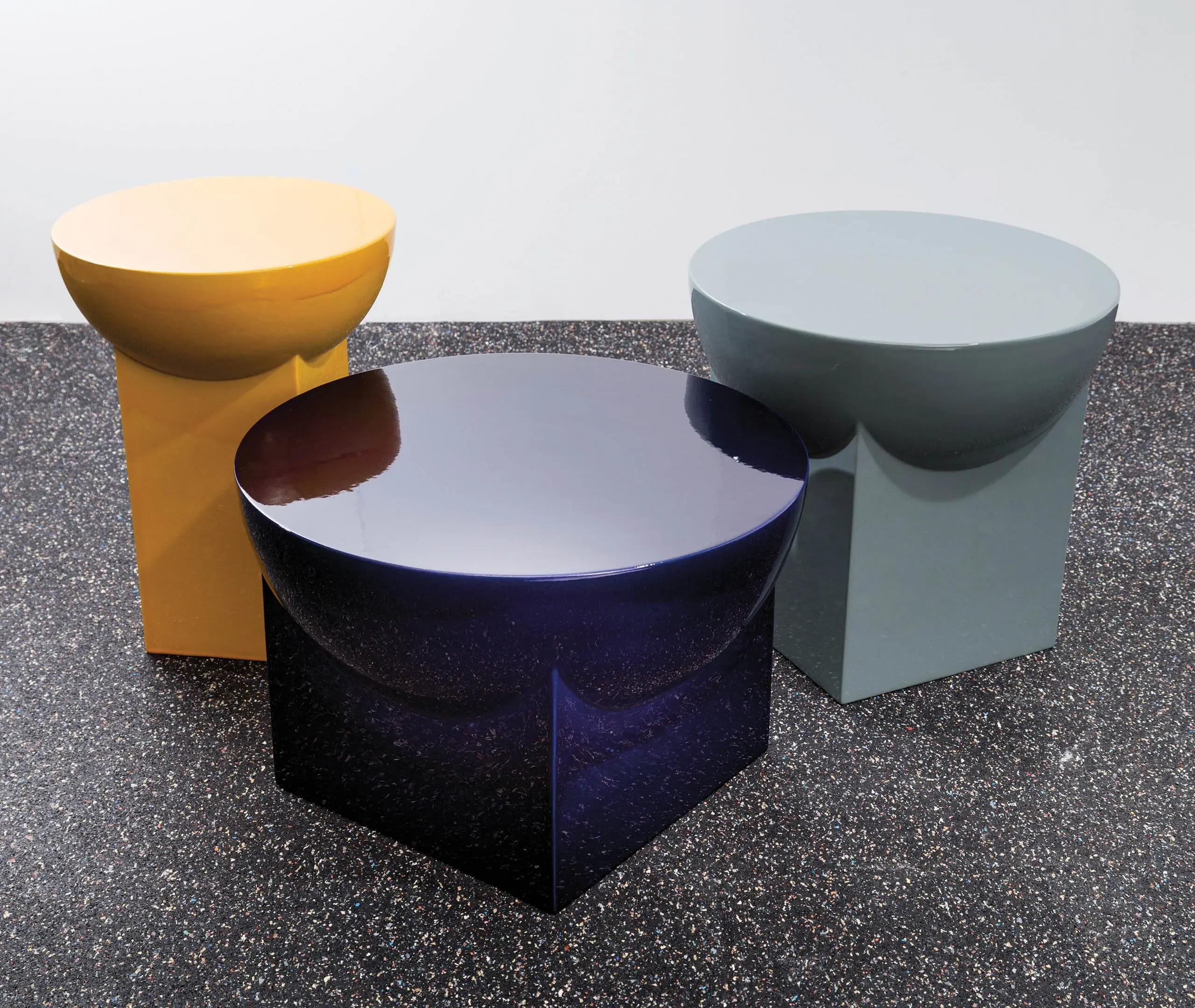 High Side Table with Bowl Top - Yellow, Ceramic