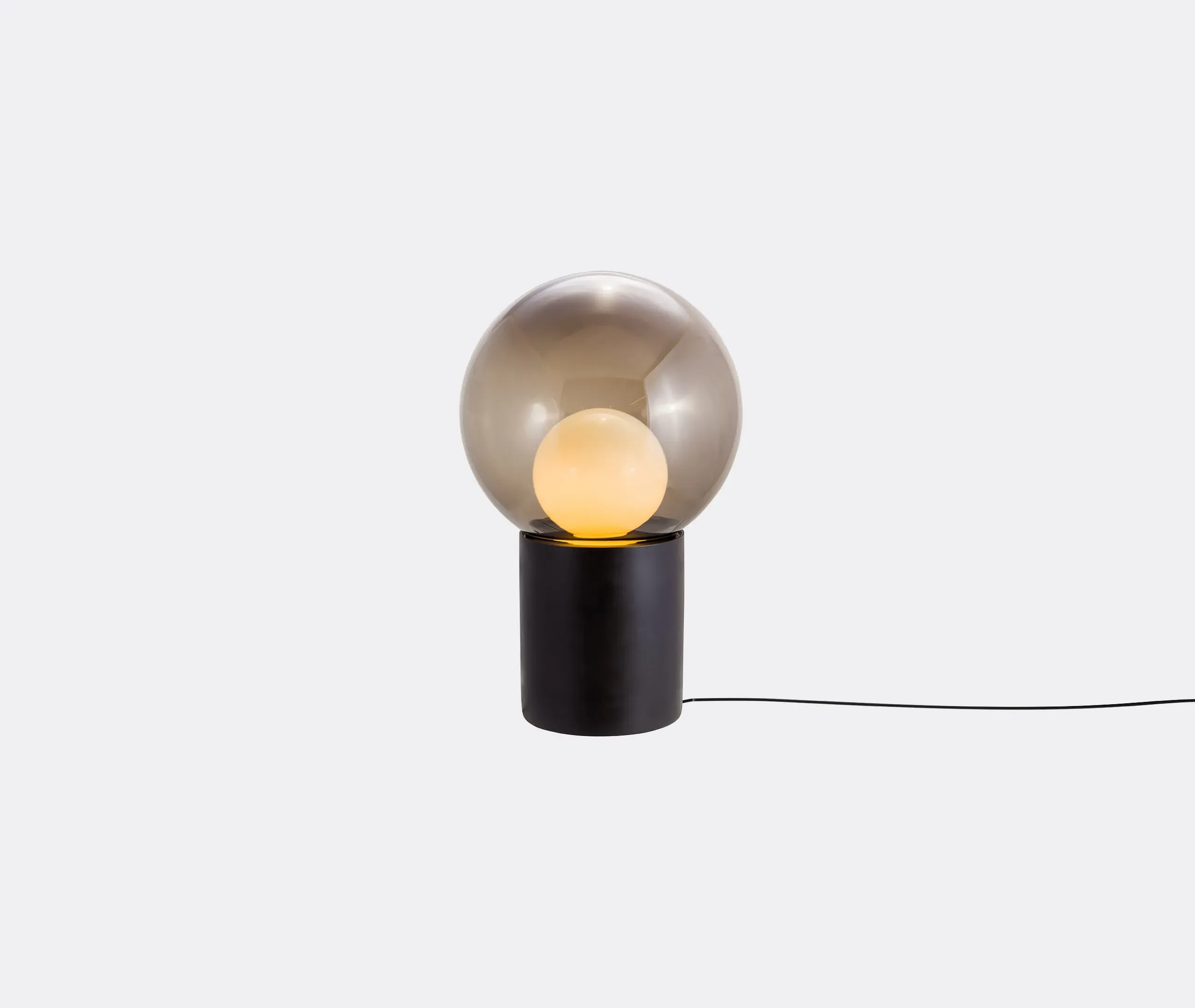 High Table Lamp with Glass Globe - Black, Ceramic image