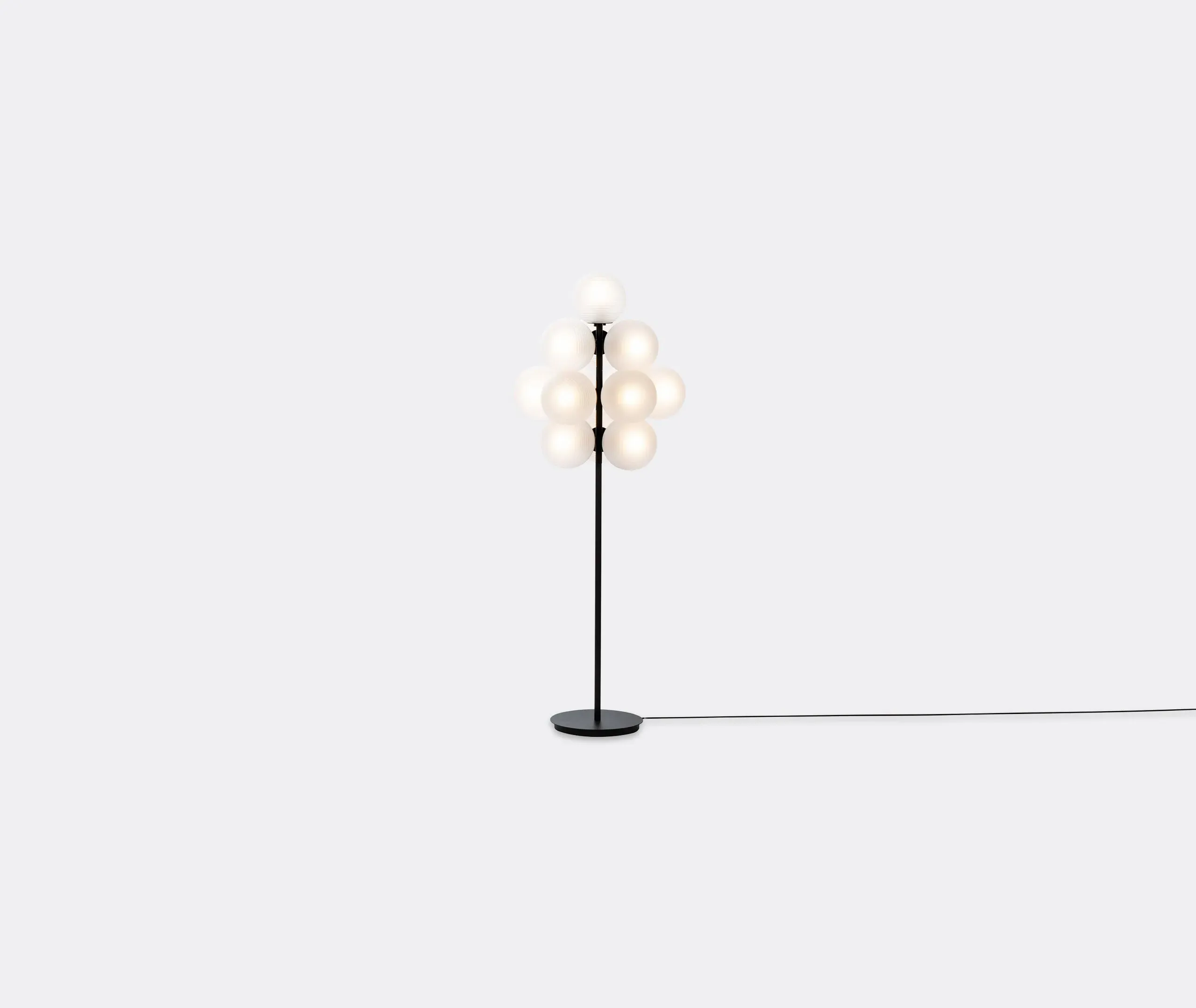 Large Floor Lamp with Glass Spheres - Clear, Steel