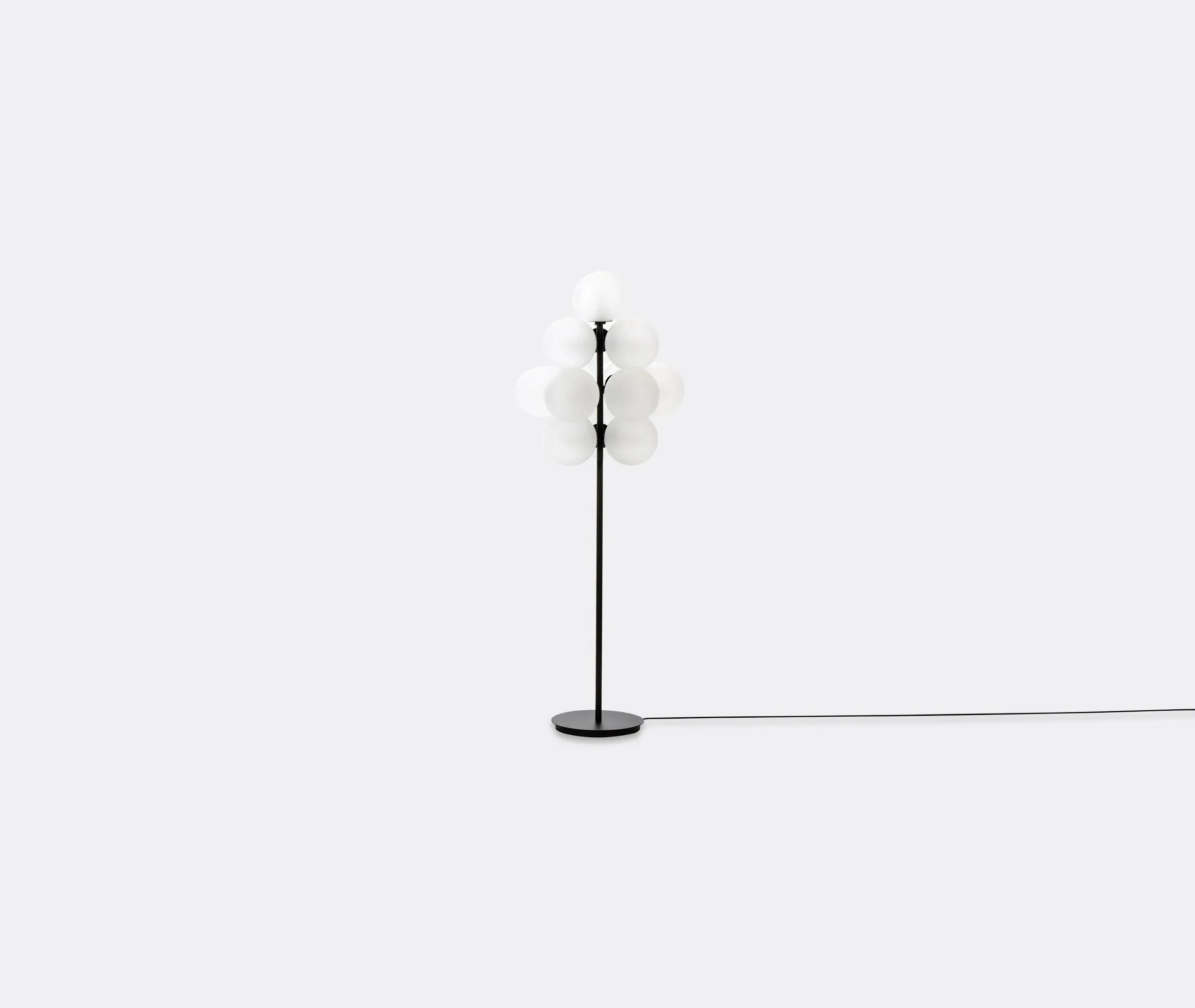 Large Floor Lamp with Glass Spheres - Clear, Steel image