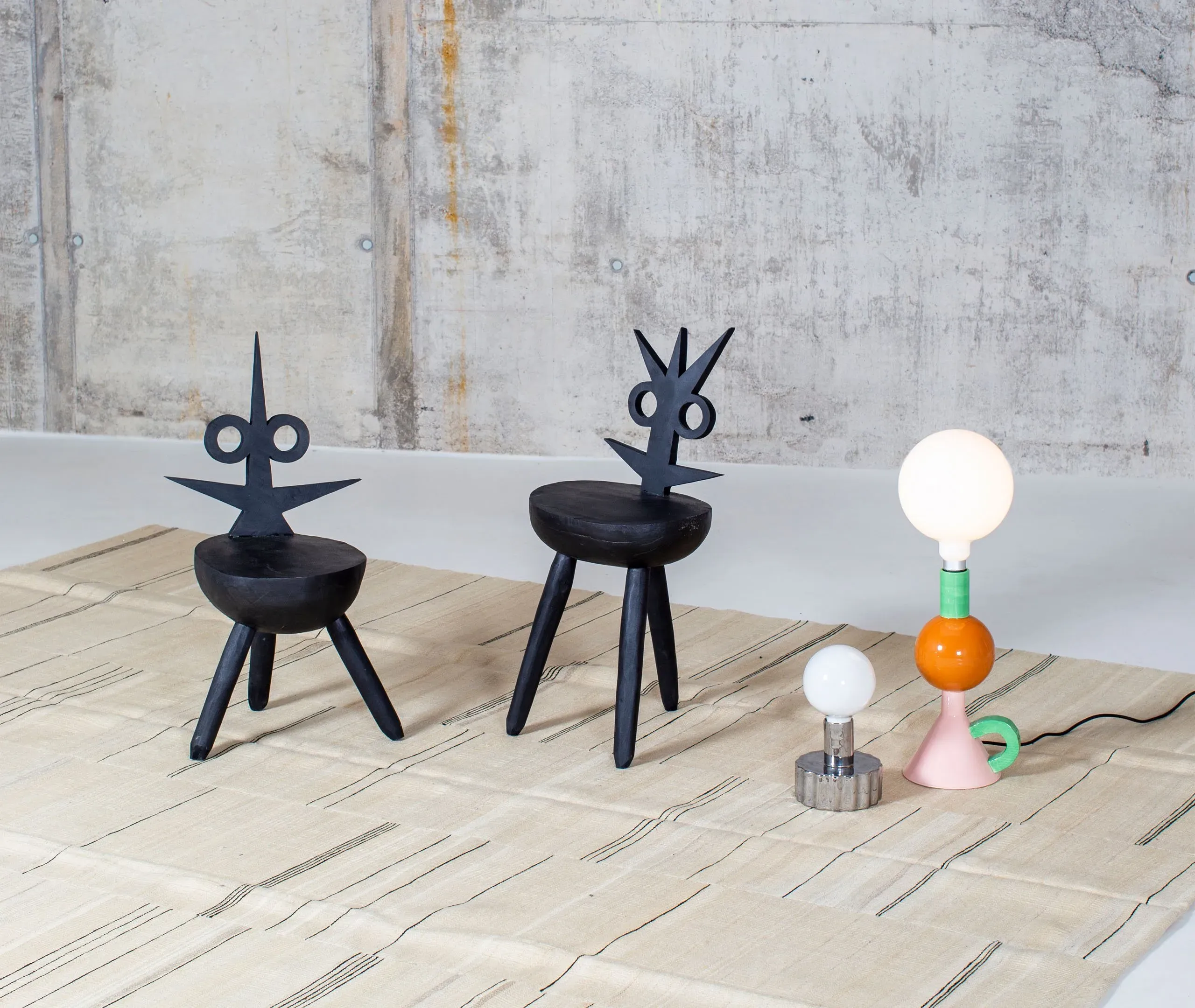 Little Tully Stool with Arms - Black, Wood