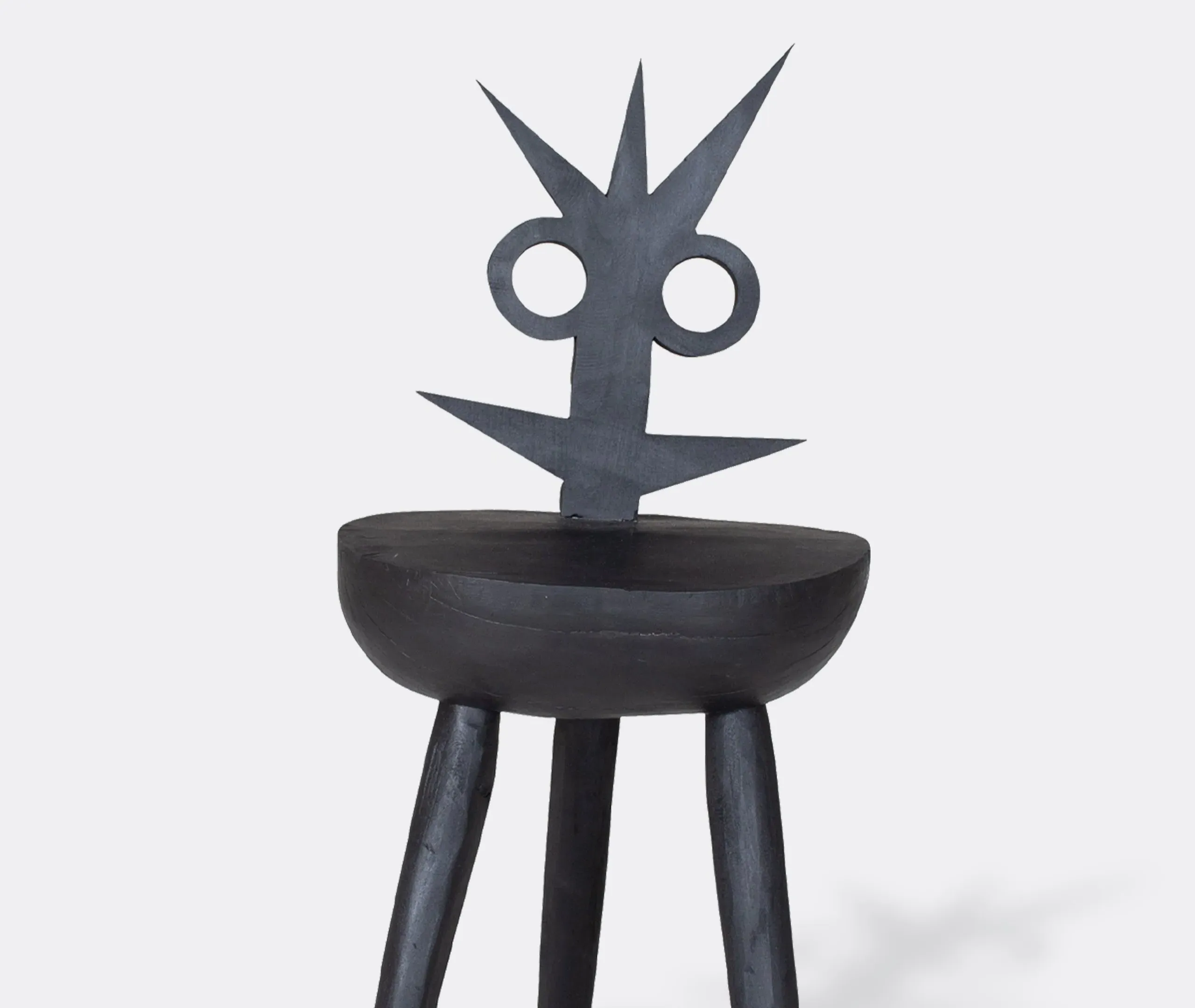 Lumpy Stool with Arms - Black, Wood