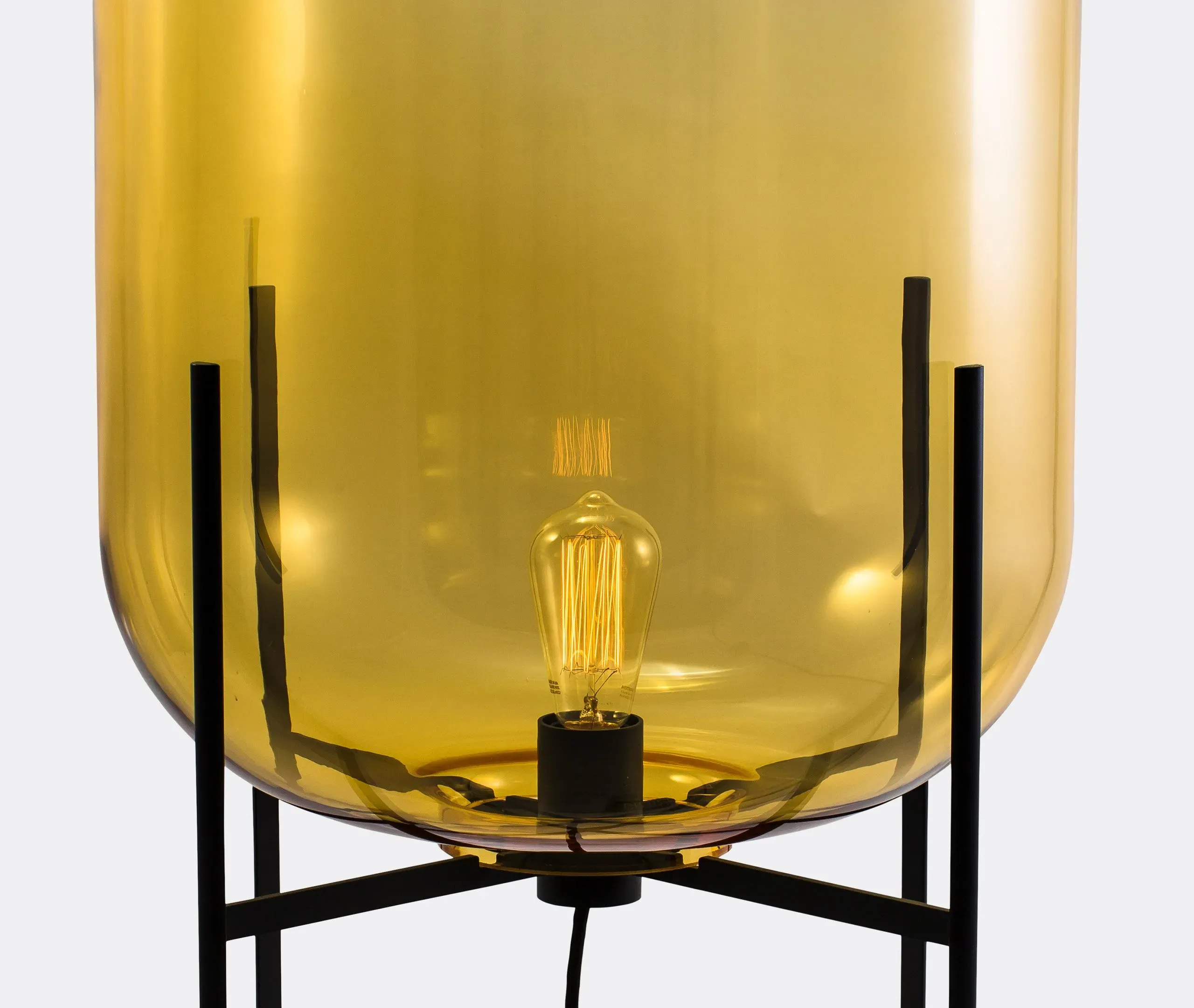 Medium Floor Lamp with Glass Shade - Amber, Steel