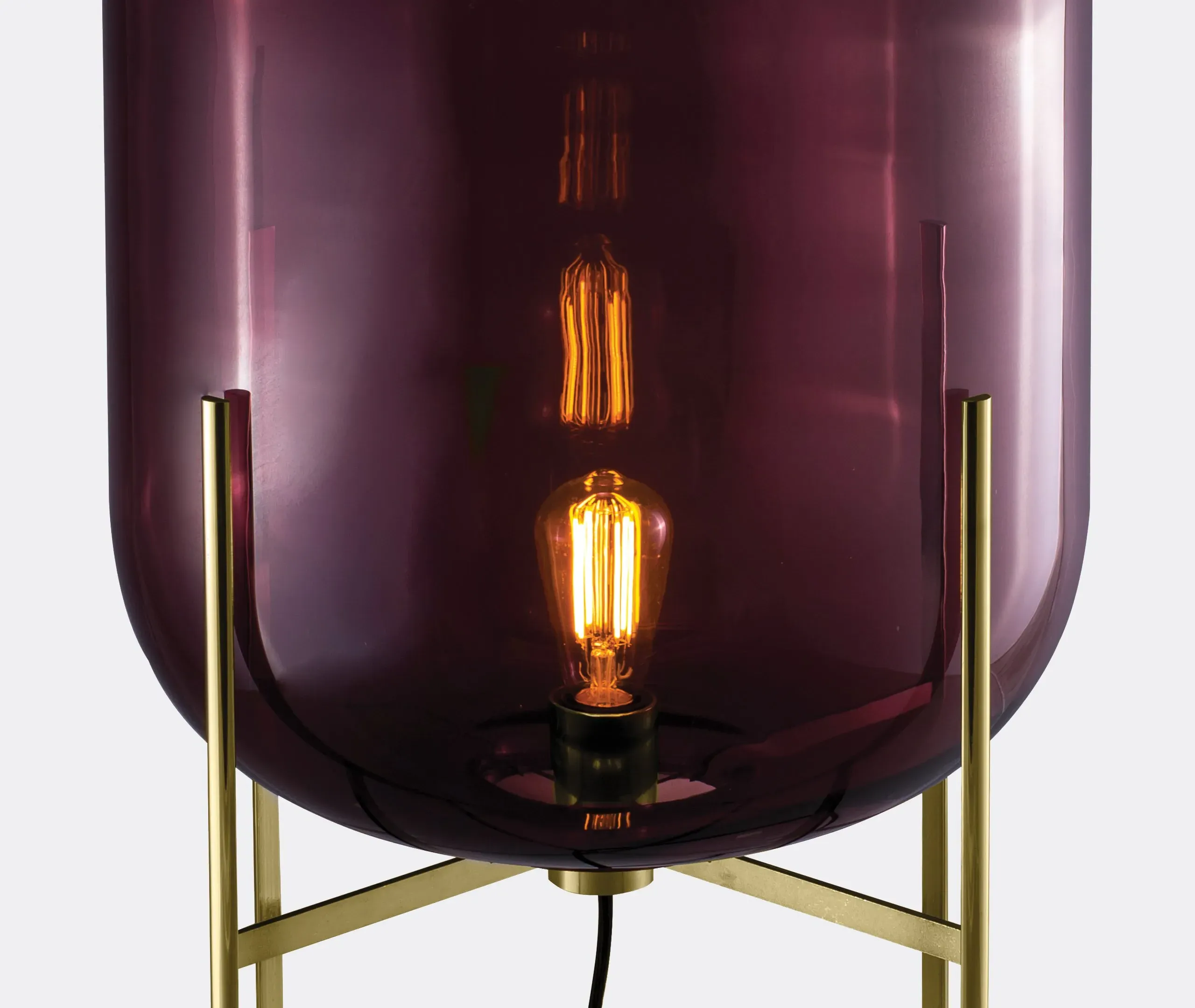 Medium Floor Lamp with Glass Shade - Aubergine