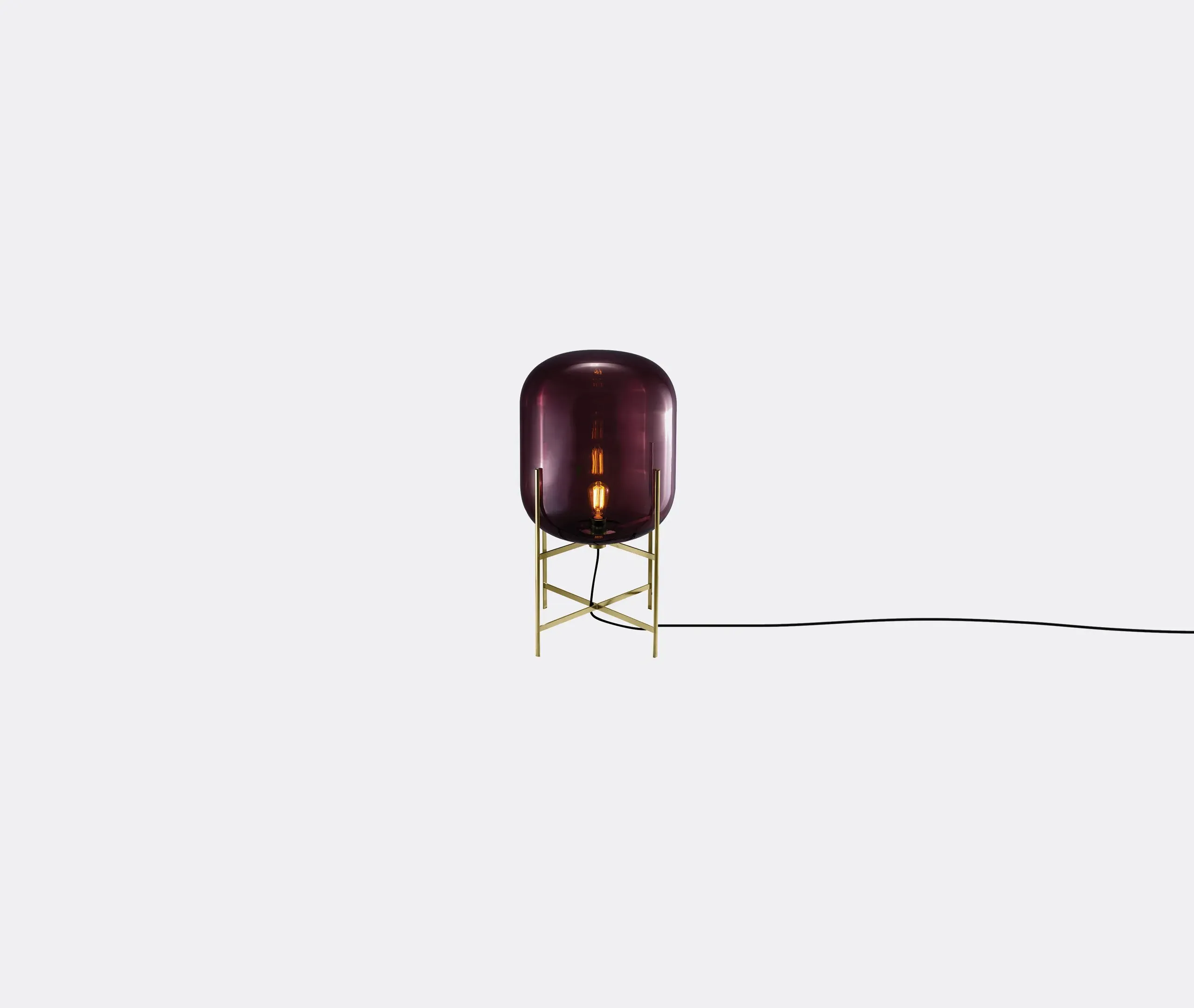 Medium Floor Lamp with Glass Shade - Aubergine