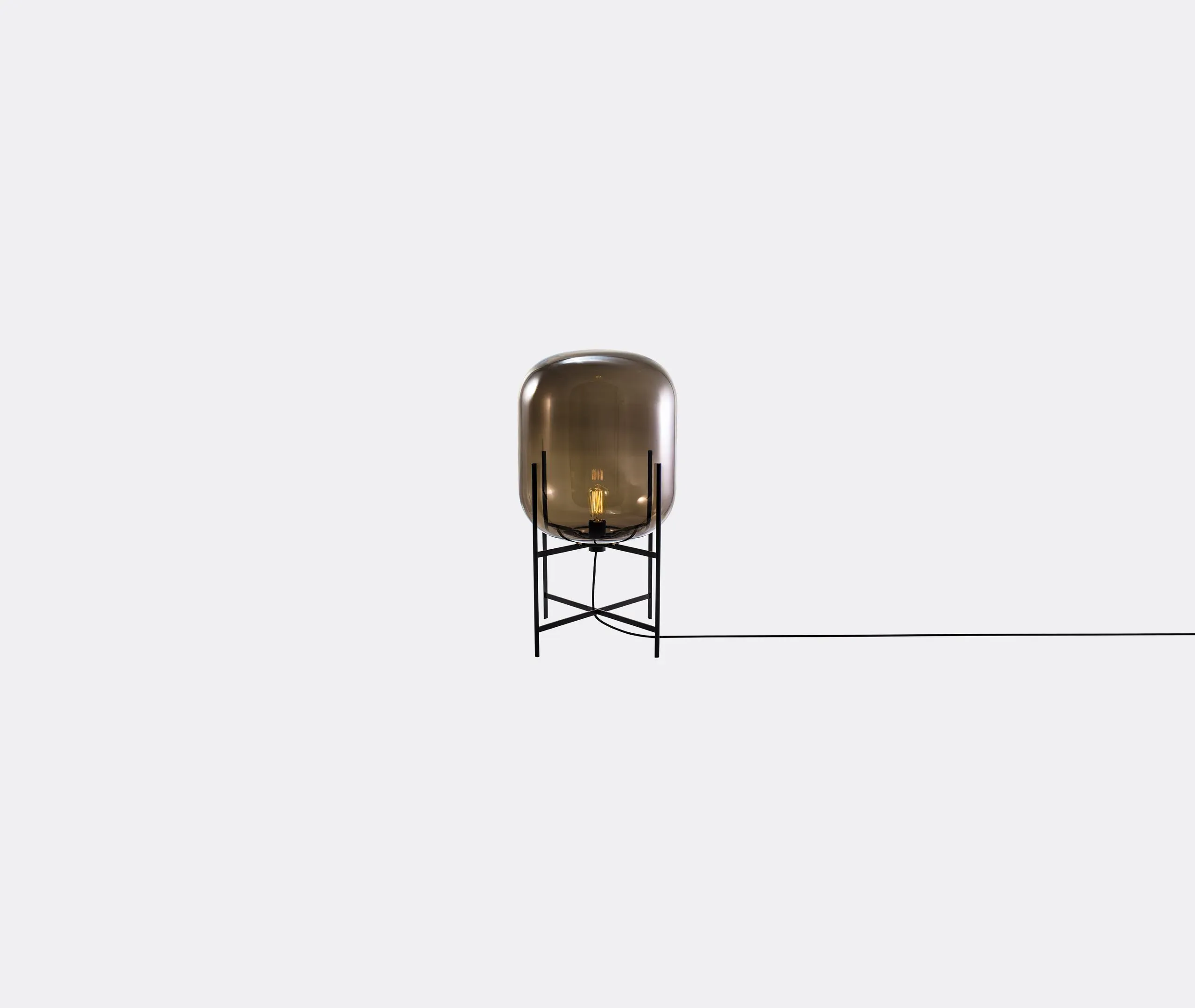 Medium Floor Lamp with Glass Shade - Smoky Grey image