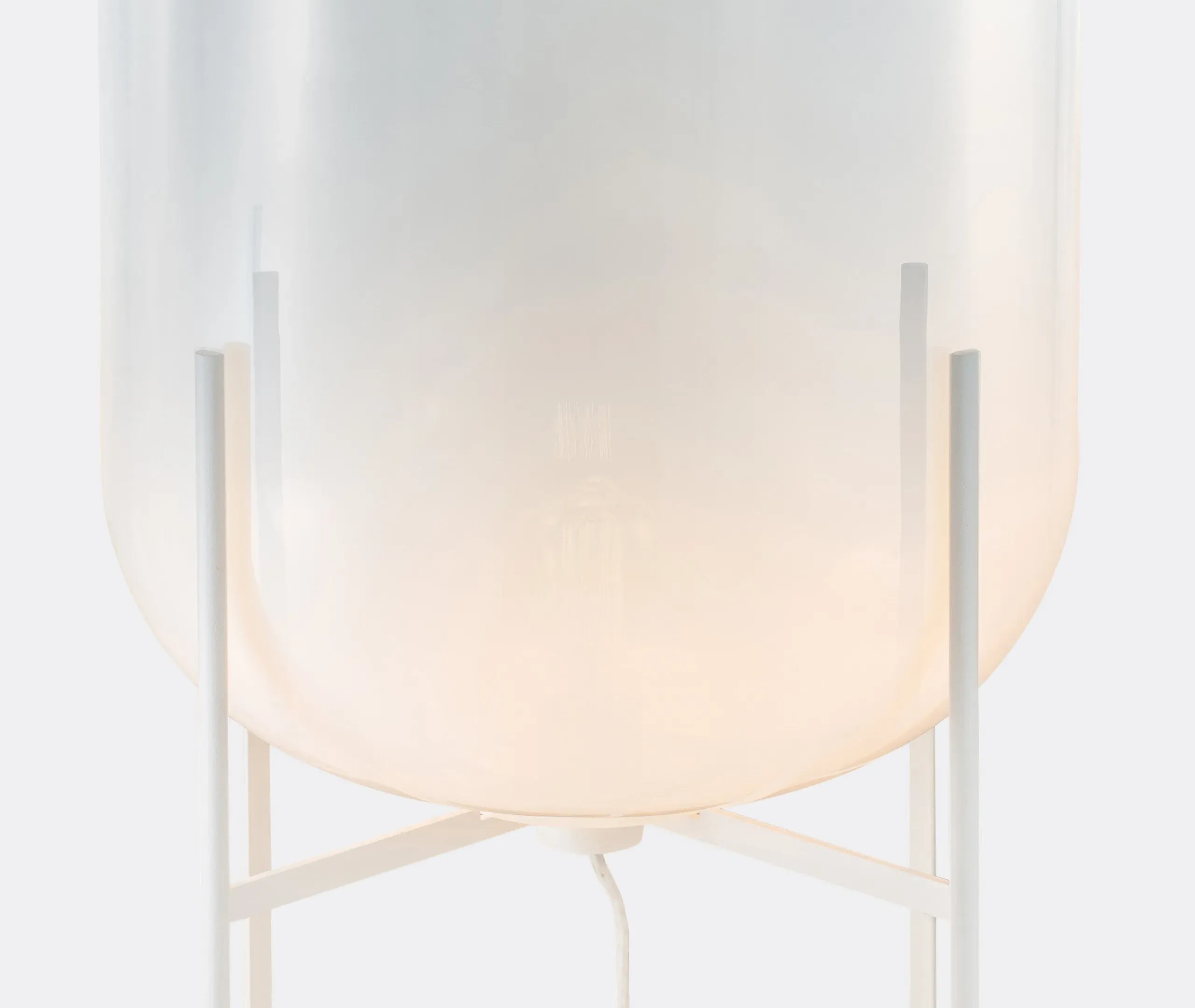 Medium Floor Lamp with Glass Shade - White