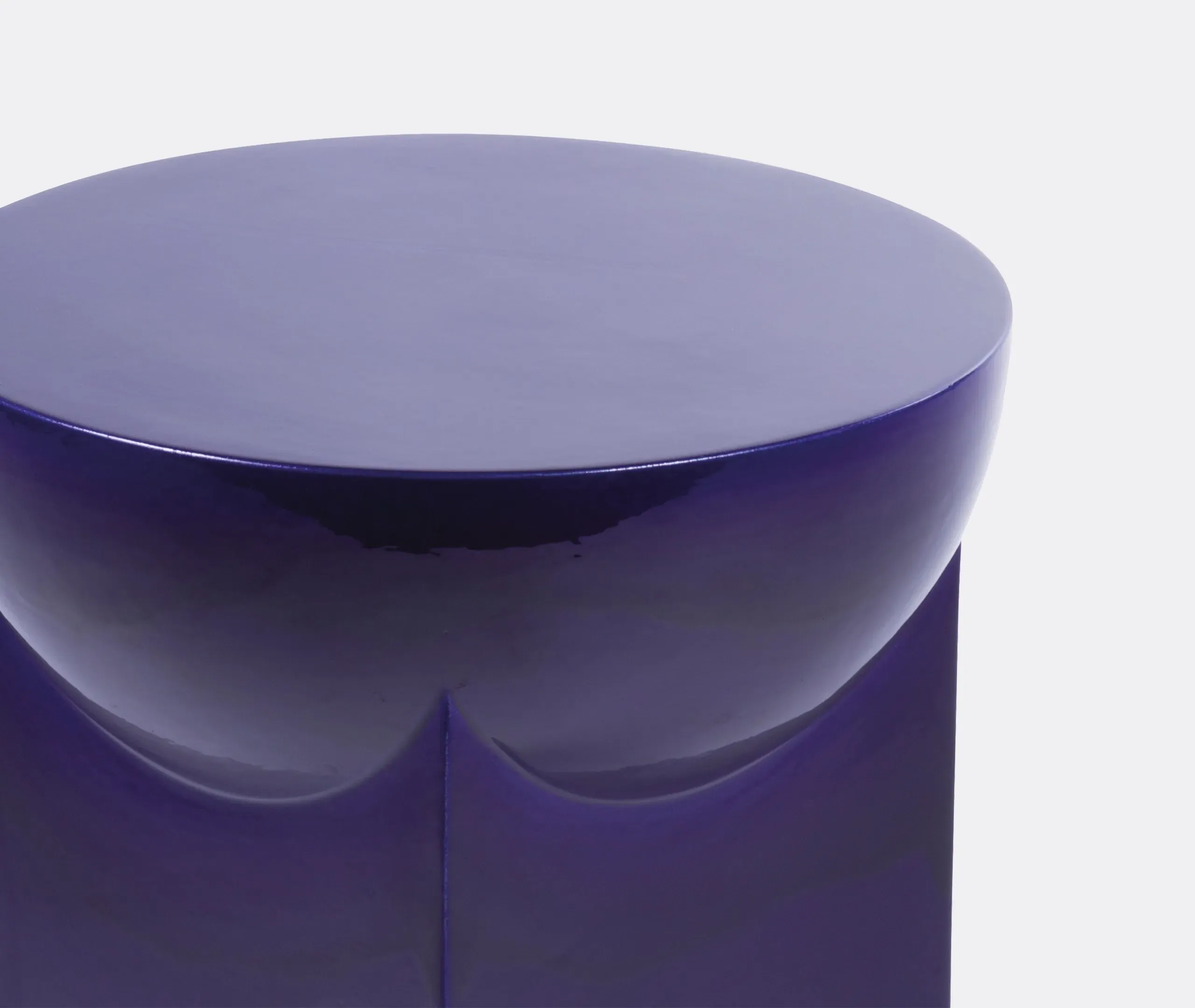 Small Side Table Geometric Design - Blue, Ceramic