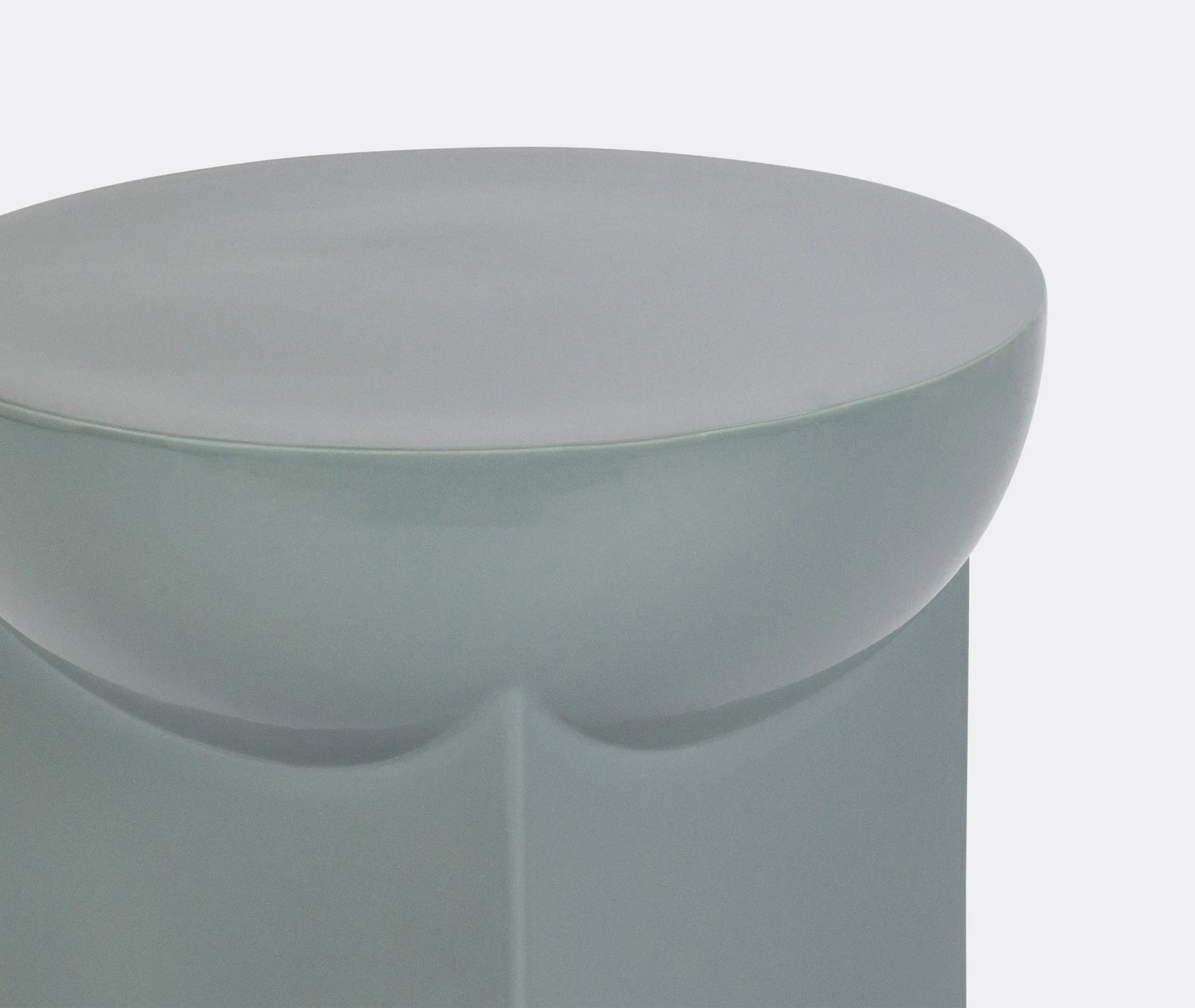Small Side Table Geometric Design - Grey, Ceramic