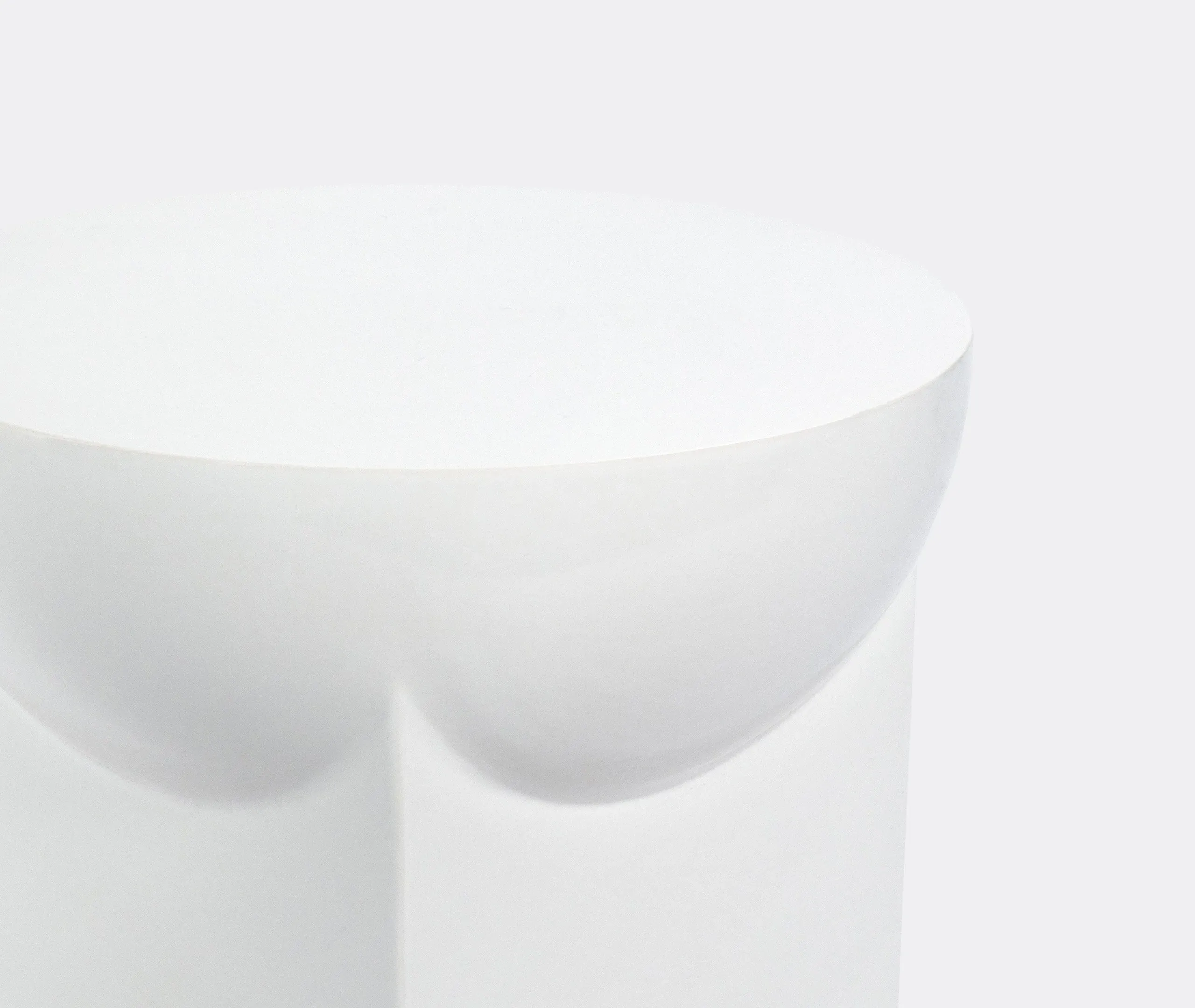 Small Side Table Geometric Design - White, Ceramic