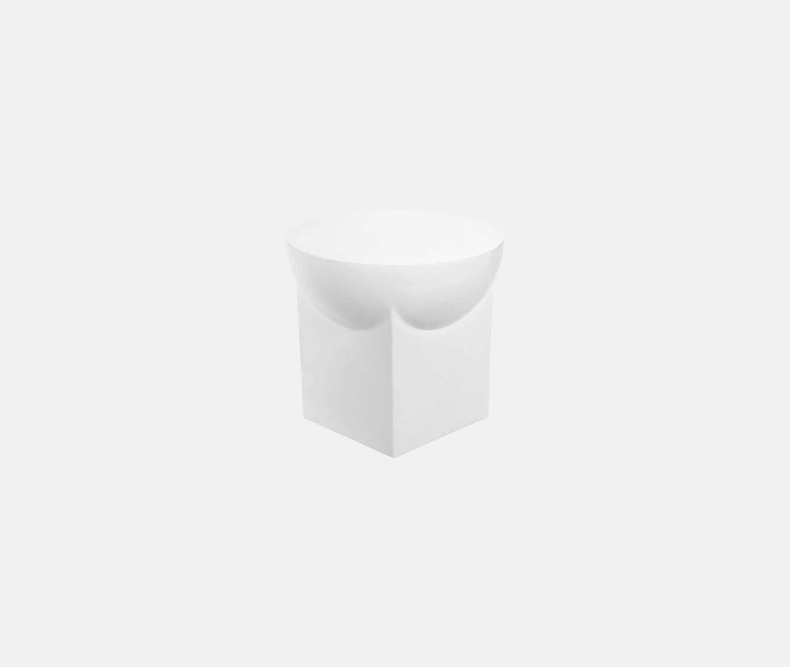 Small Side Table Geometric Design - White, Ceramic