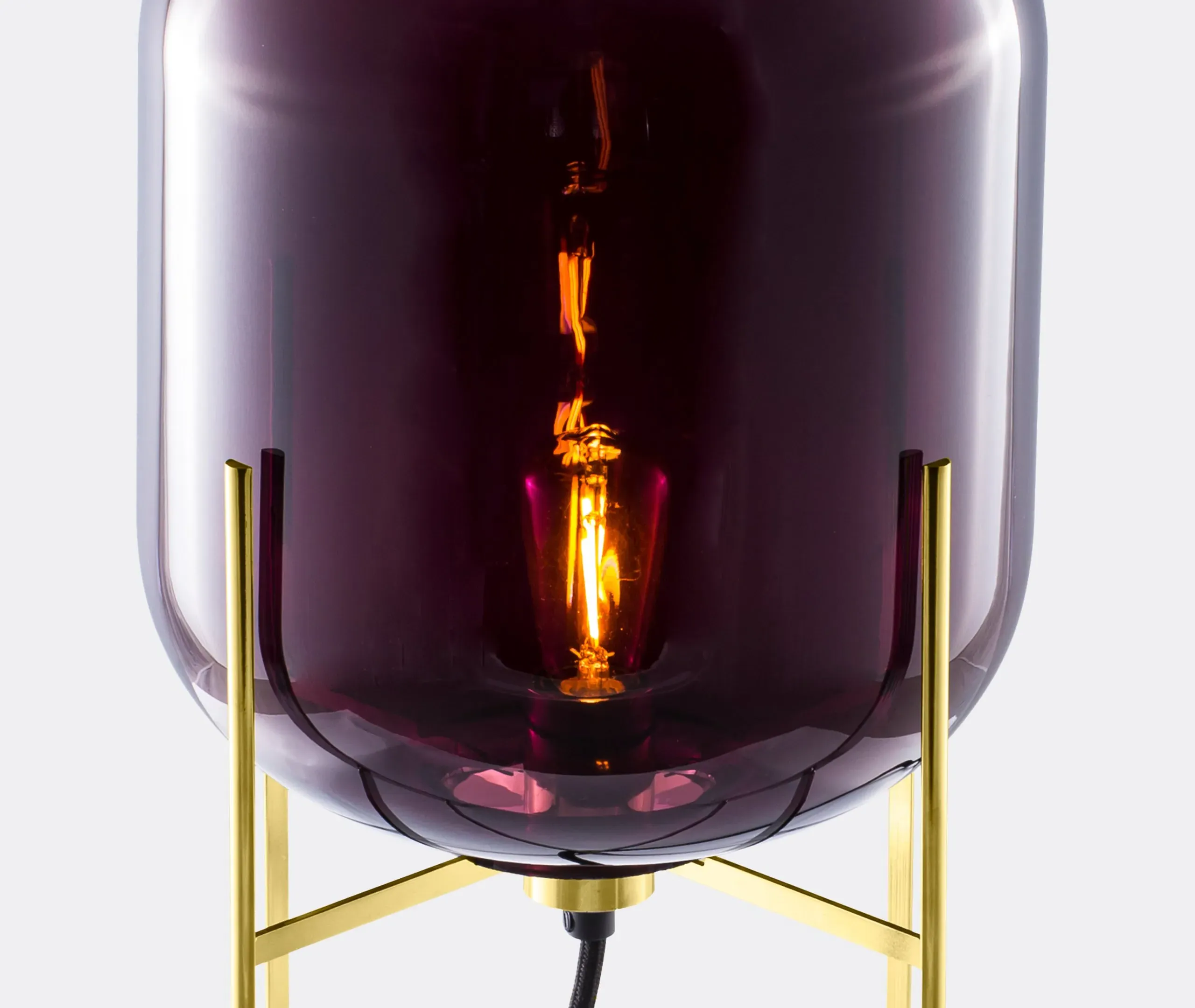 Small Table Lamp with Glass Shade - Aubergine