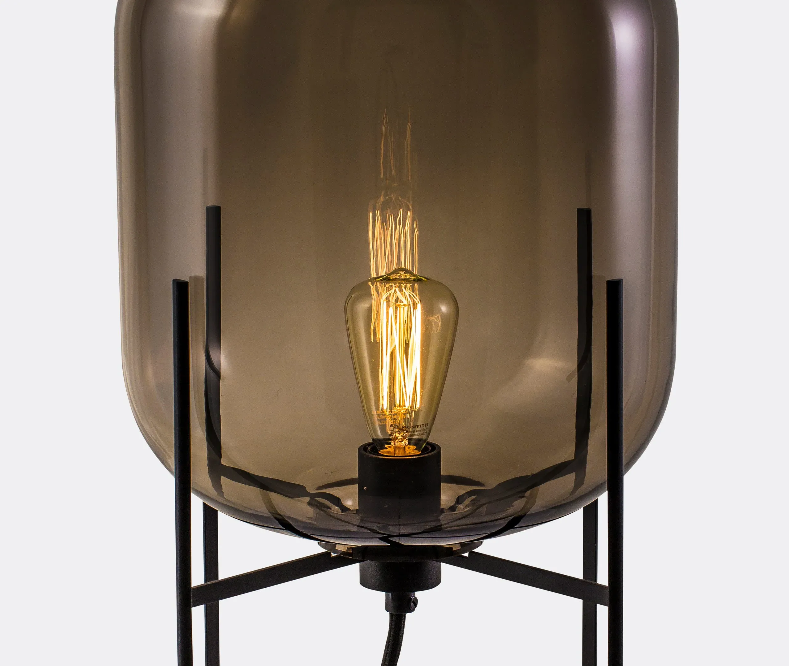 Small Table Lamp with Glass Shade - Grey, Steel