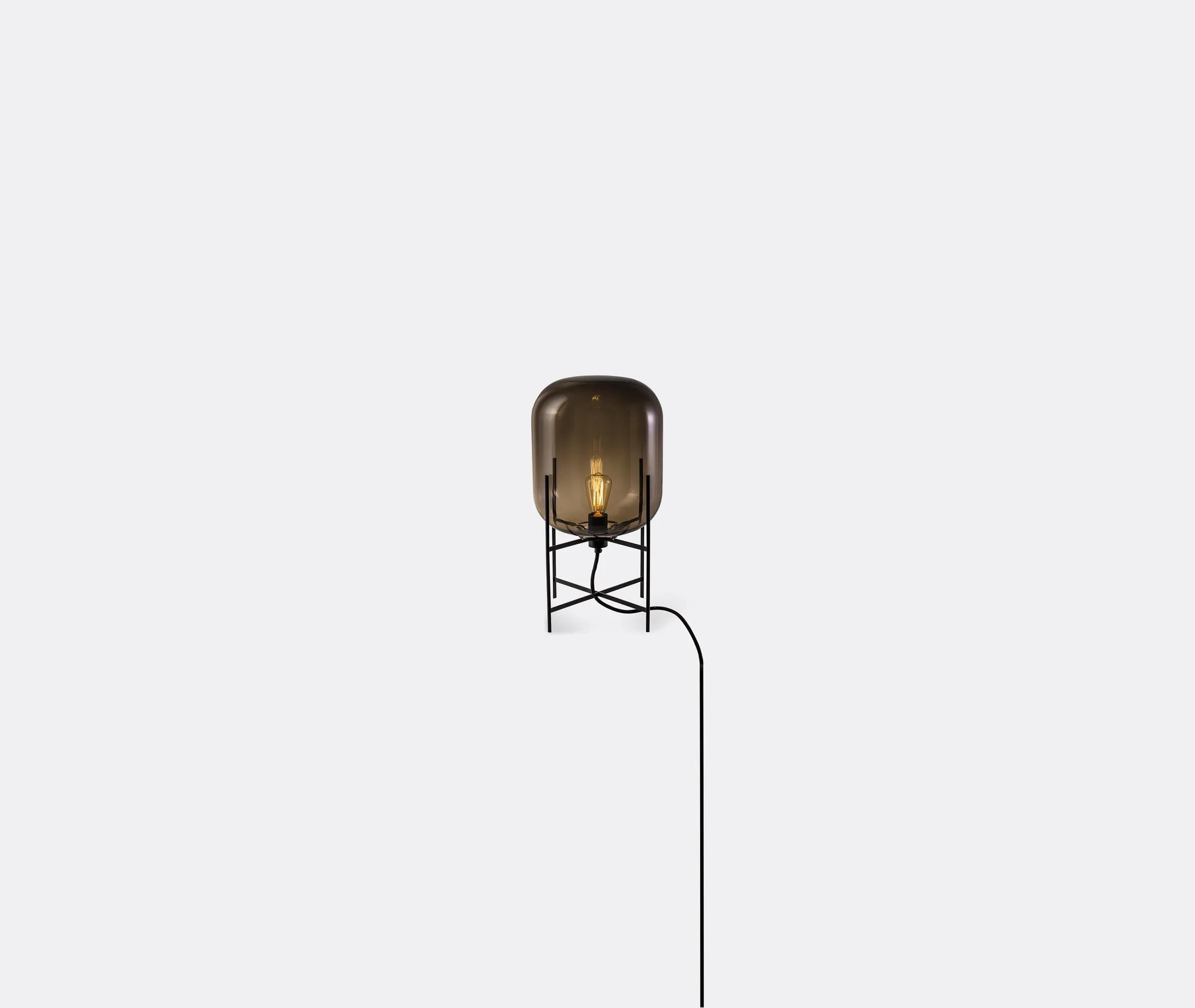 Small Table Lamp with Glass Shade - Grey, Steel image